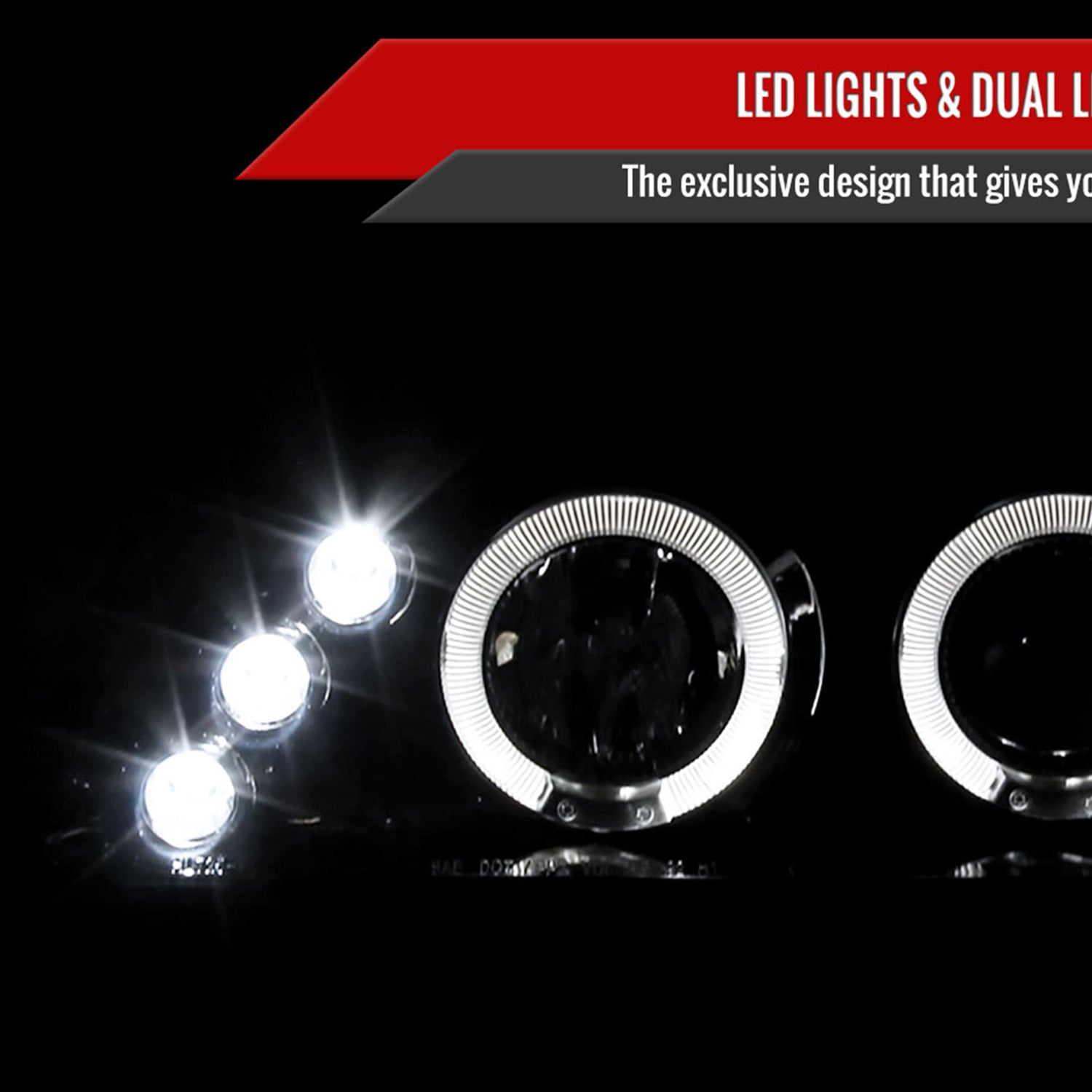 1993-1997 Toyota Corolla Dual Halo Projector Headlights Glossy Black/Smoke