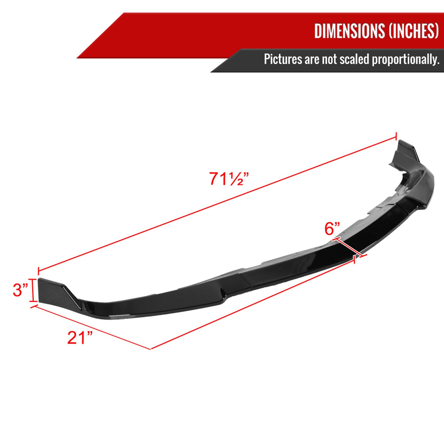 2011-2014 Dodge Charger Glossy Black 3Pcs Front Bumper Lip Splitter Kit