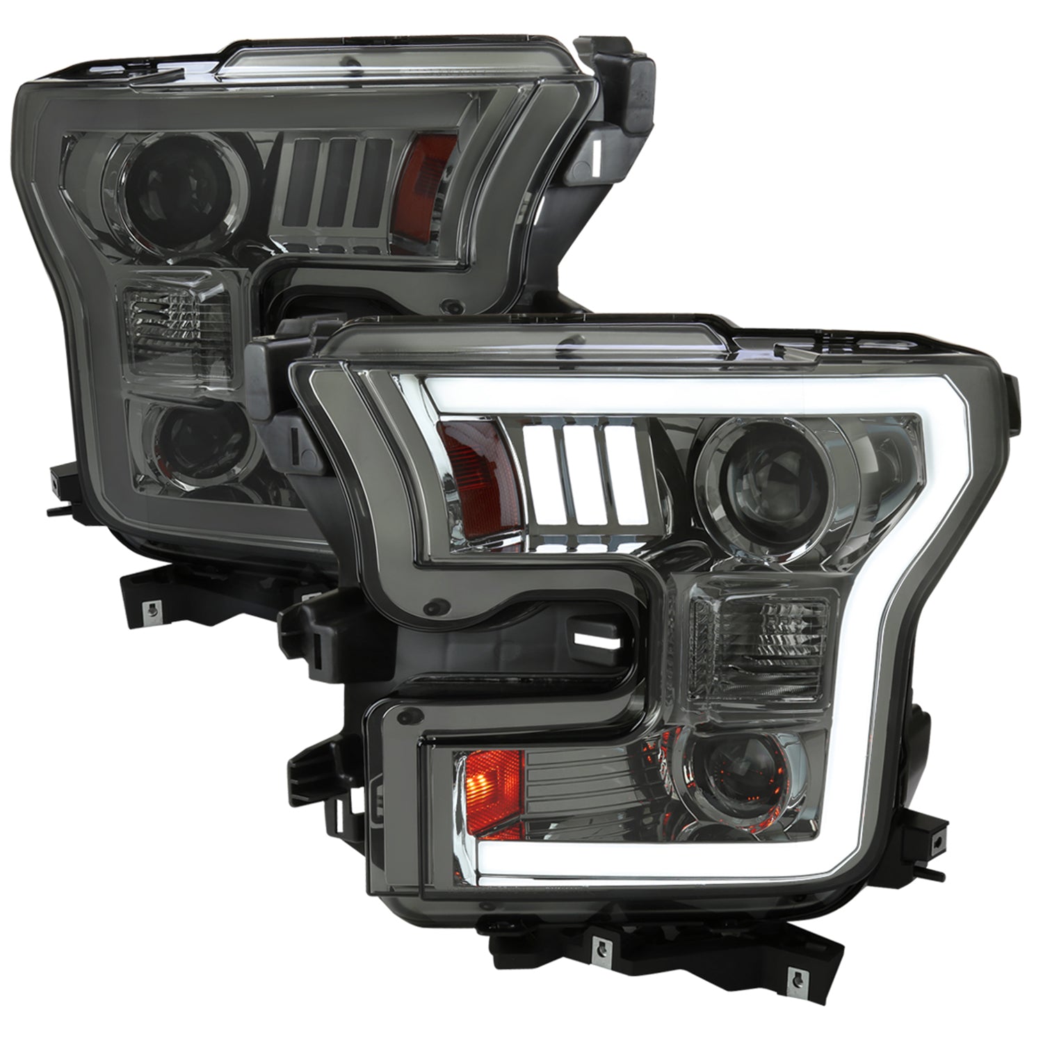 2015-2017 Ford F-150 LED Bar Projector Headlights Chrome / Smoked Lens