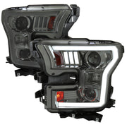 2015-2017 Ford F-150 LED Bar Projector Headlights Chrome / Smoked Lens