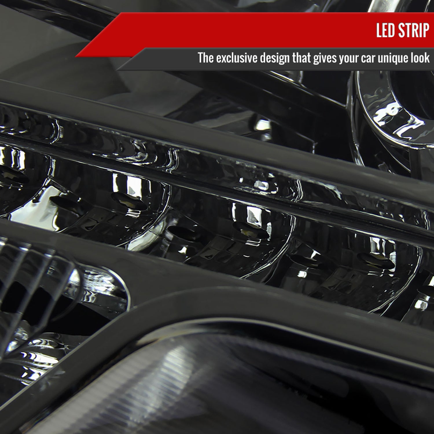 2009-2014 Ford F-150 Projector Headlights w/ LED Light Strip Chrome/Smoke Lens