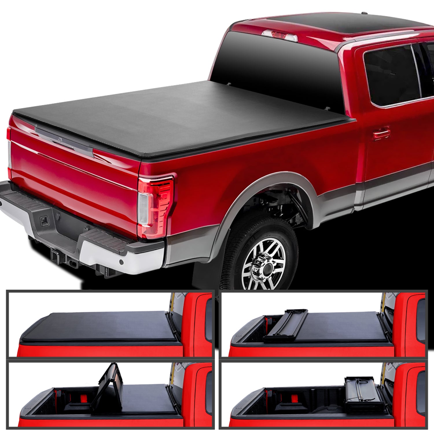 2017-2023 Ford F250 F350 SuperDuty 6'8" Bed Soft Quad-Fold Tonneau Cover