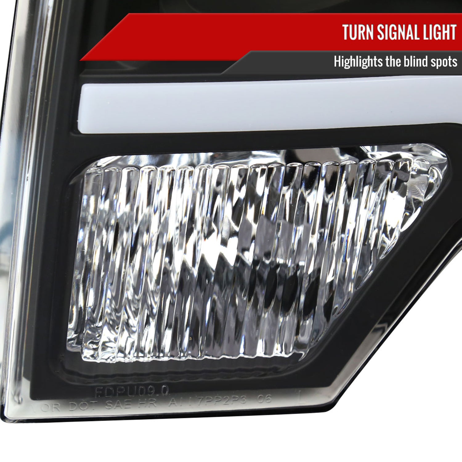 2009-2014 Ford F-150 LED Strip Projector Headlights Matte Black/Clear Lens