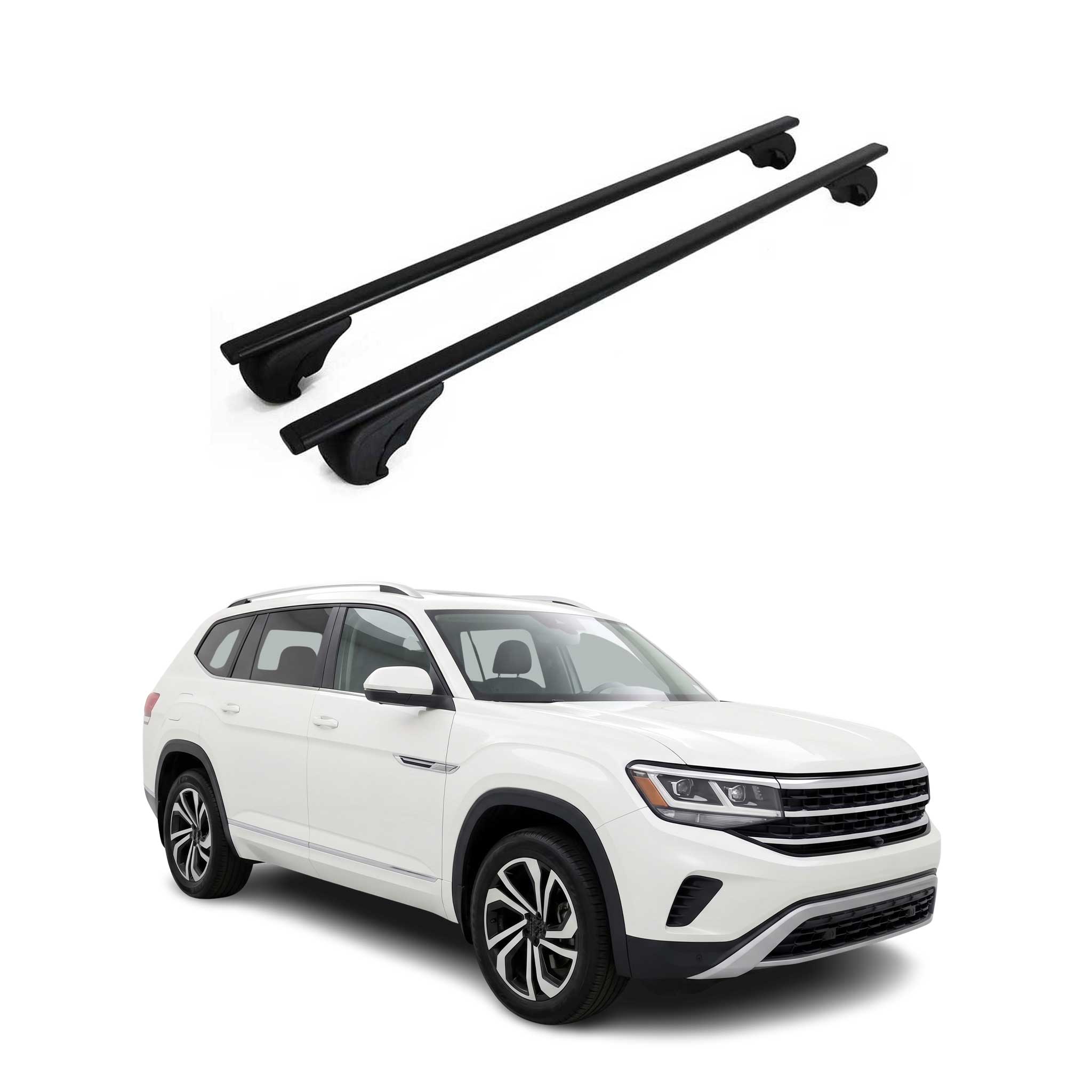 Roof Racks Cross Bars Language Carrier for Volkswagen Atlas 2018-2026 Black 2Pcs