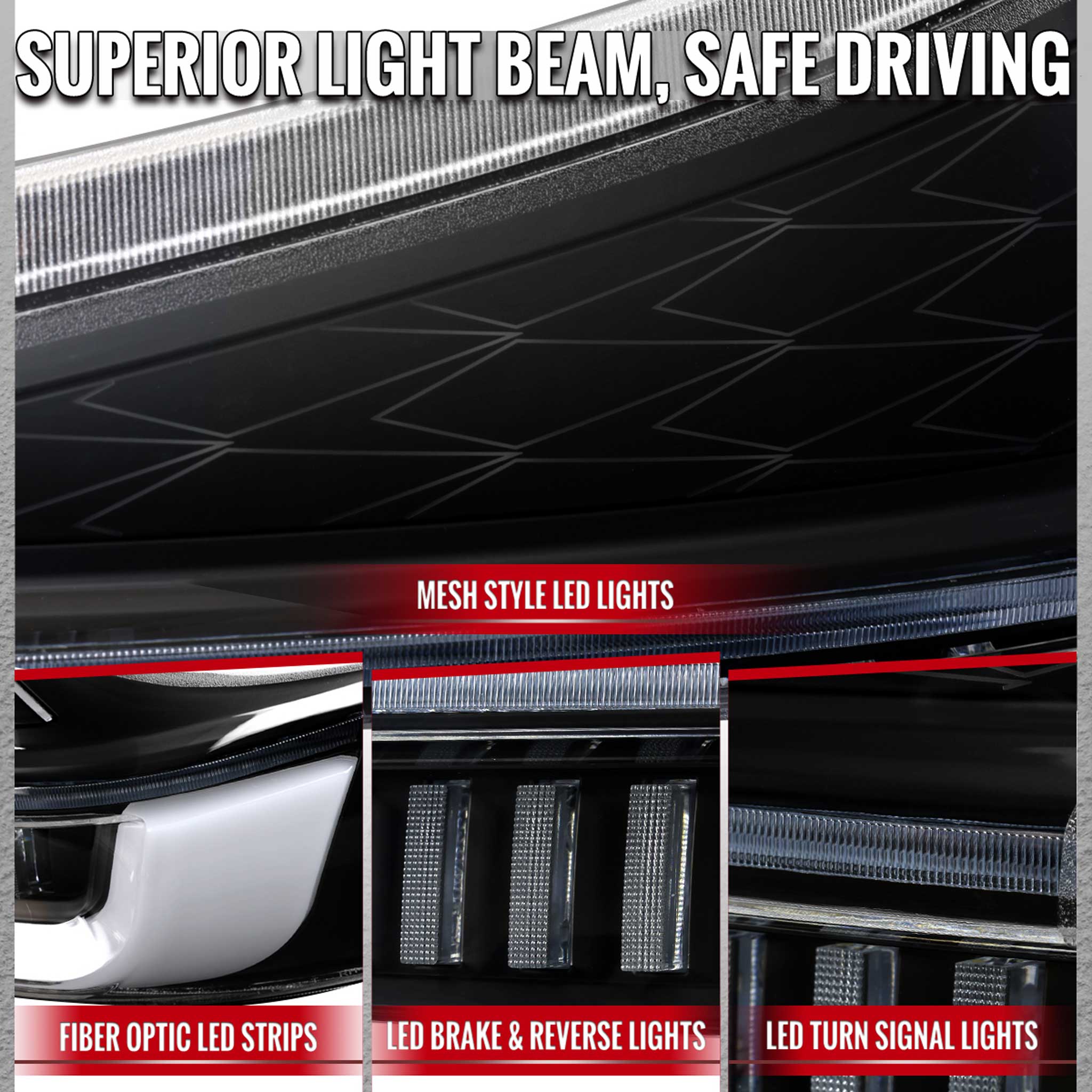 For Toyota Sienna 2015-2020 Full LED Tail Lights Sequential Signal Startup Black Housing Clear Lens