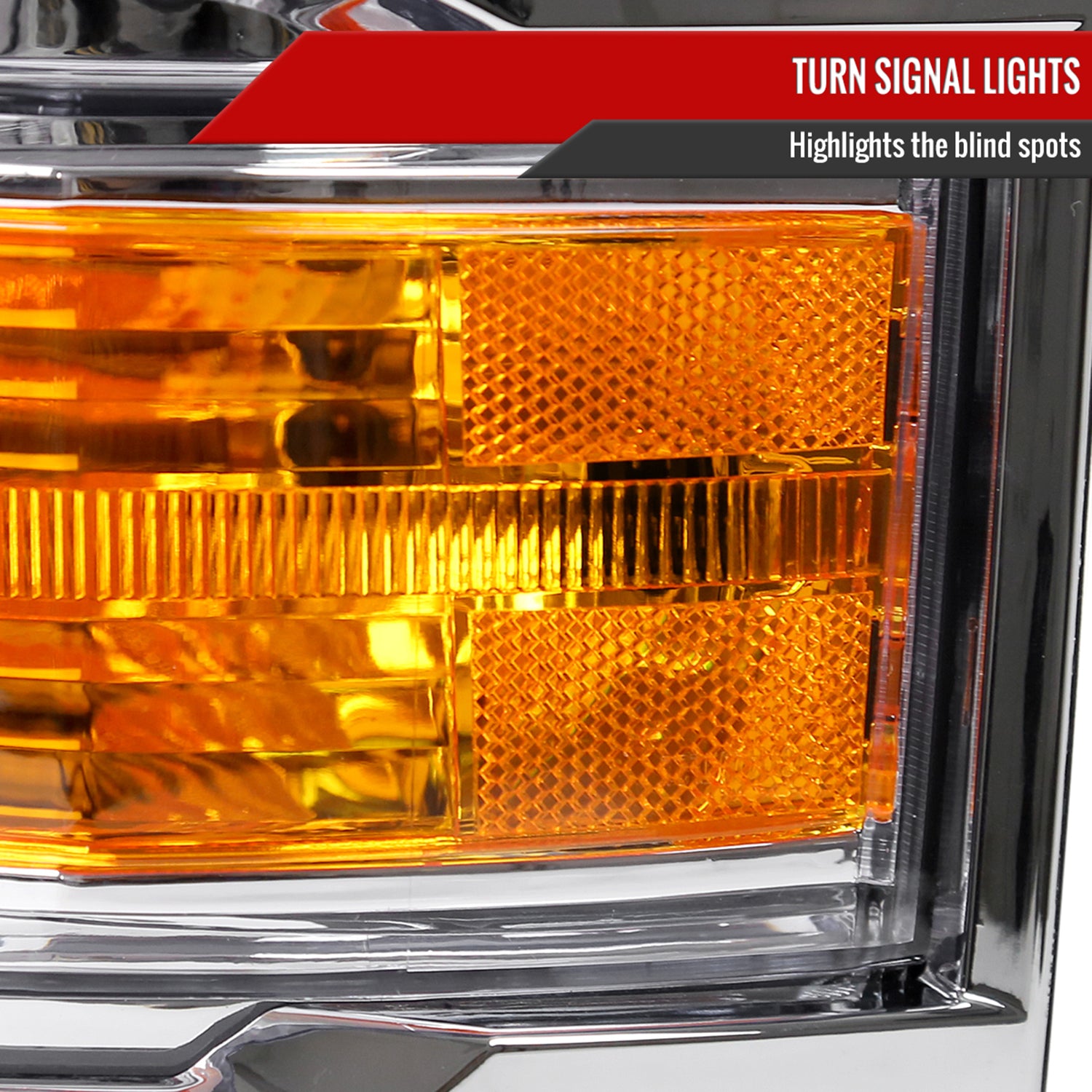 2014-2015 Chevy Silverado 1500 Factory Headlights Amber Reflectors Chrome