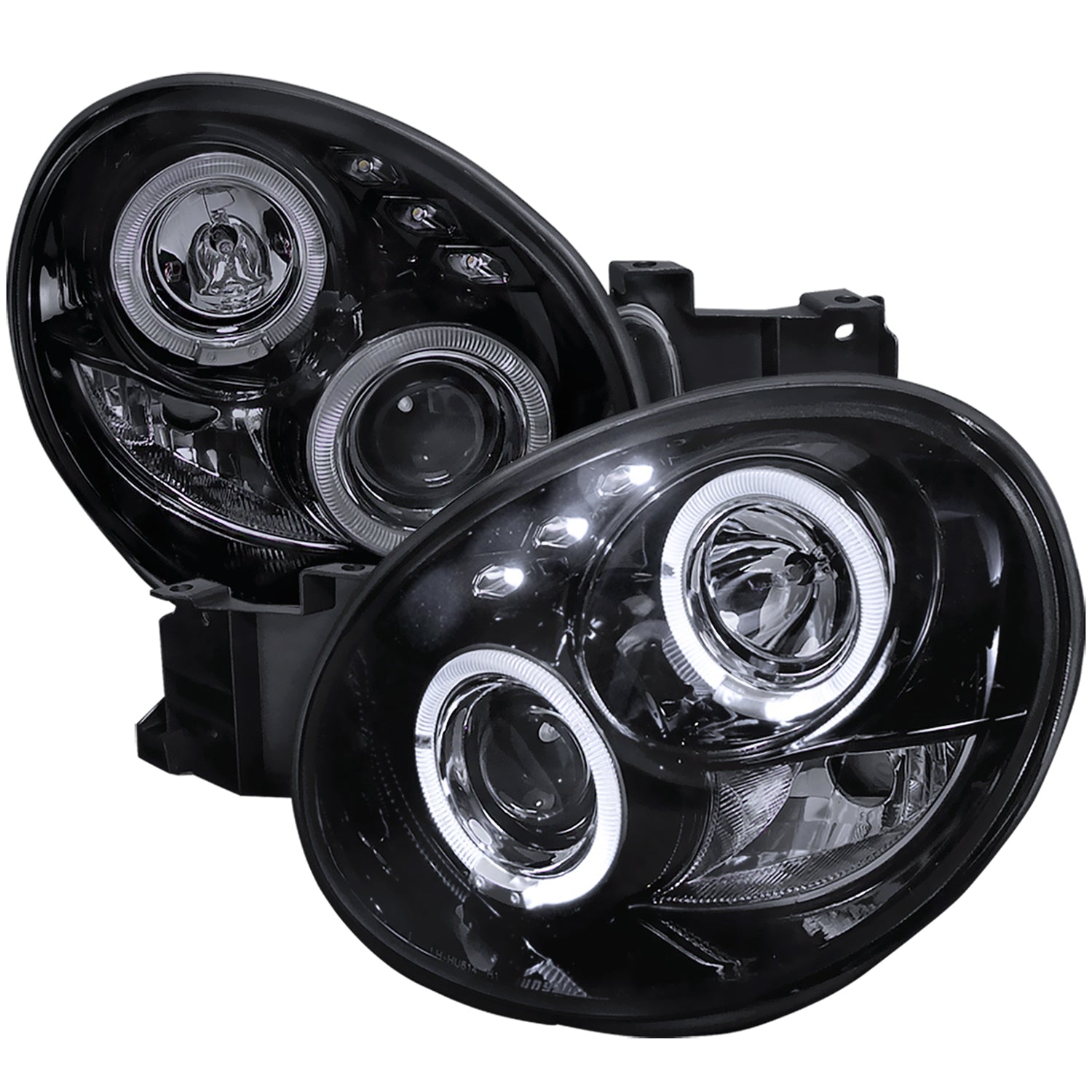2002-2003 Subaru Impreza Dual Halo Bug Eye Projector Headlights Black/Smoke