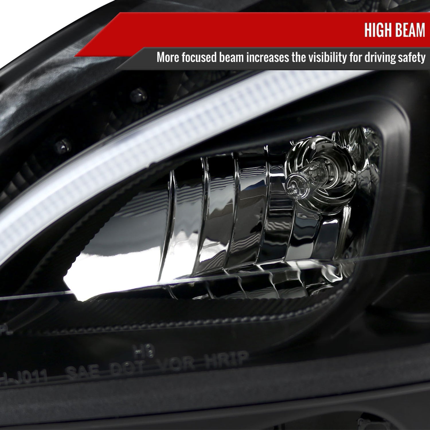 2008-2011 Mercedes W204 C Class Headlights LED Light Bar&LED Signal Black