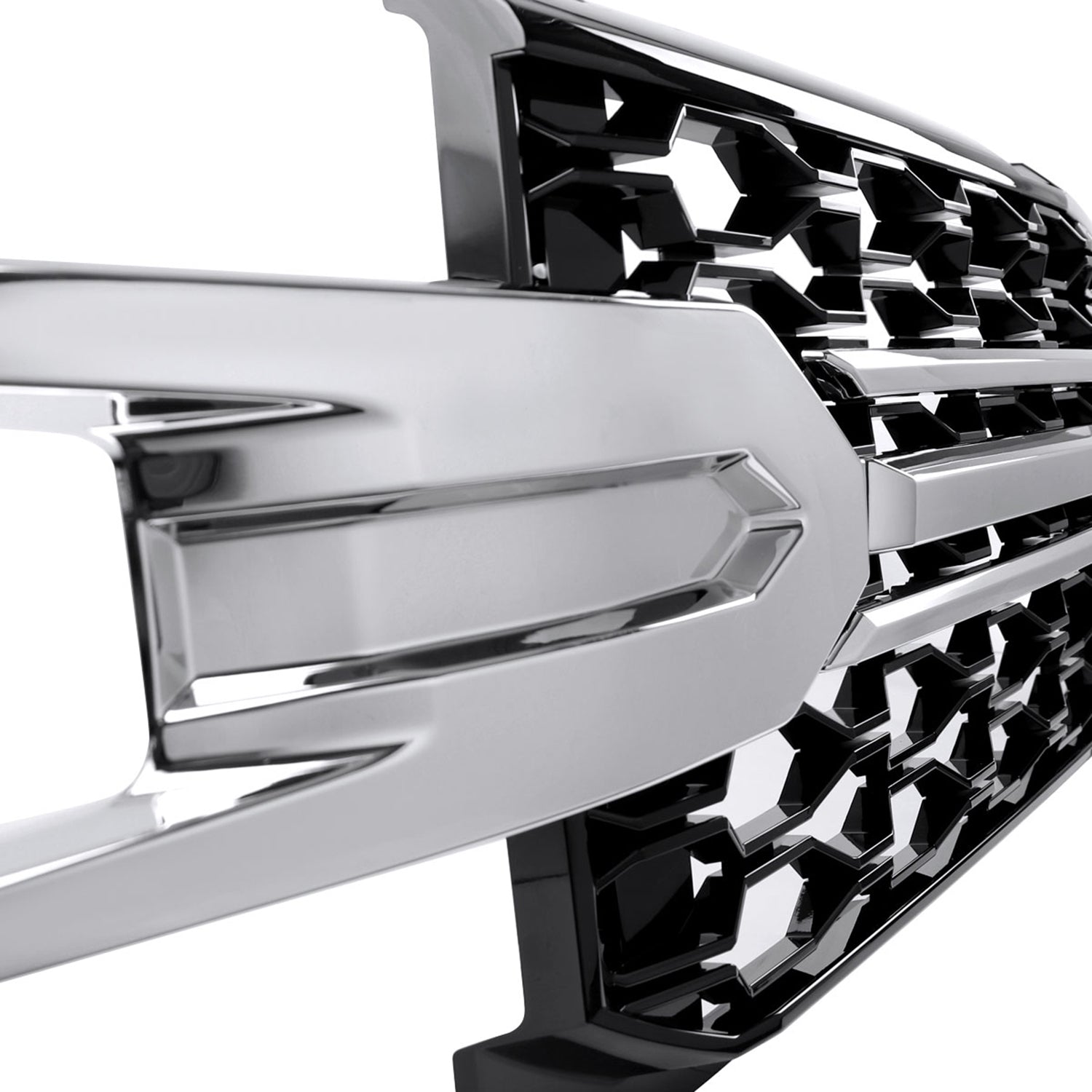 2019-2022 Chevy Silverado 1500 LT Glossy Honeycomb Hood Grille Chrome Trim