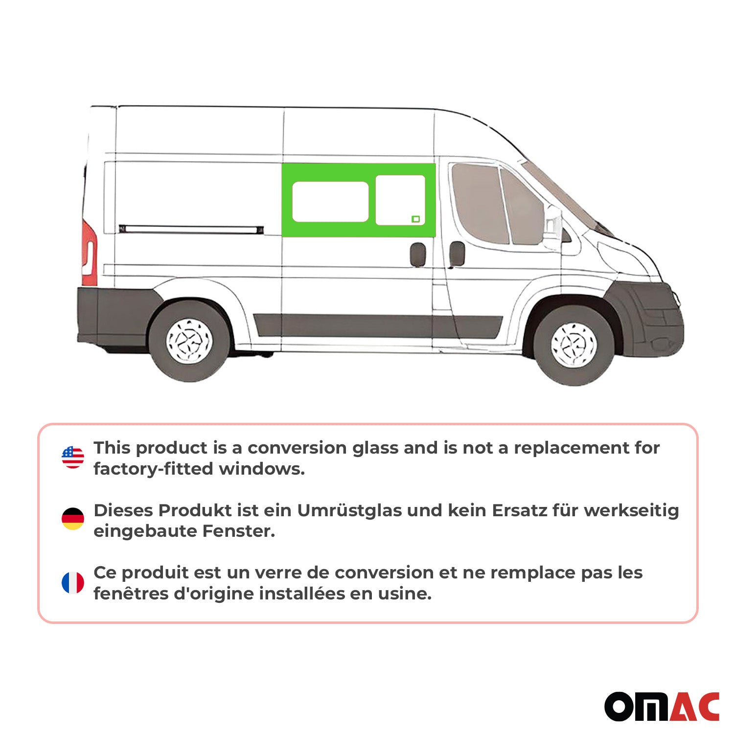 2014-2024 RAM ProMaster Sliding Window Glass Right Sliding Door L2 L3 L4