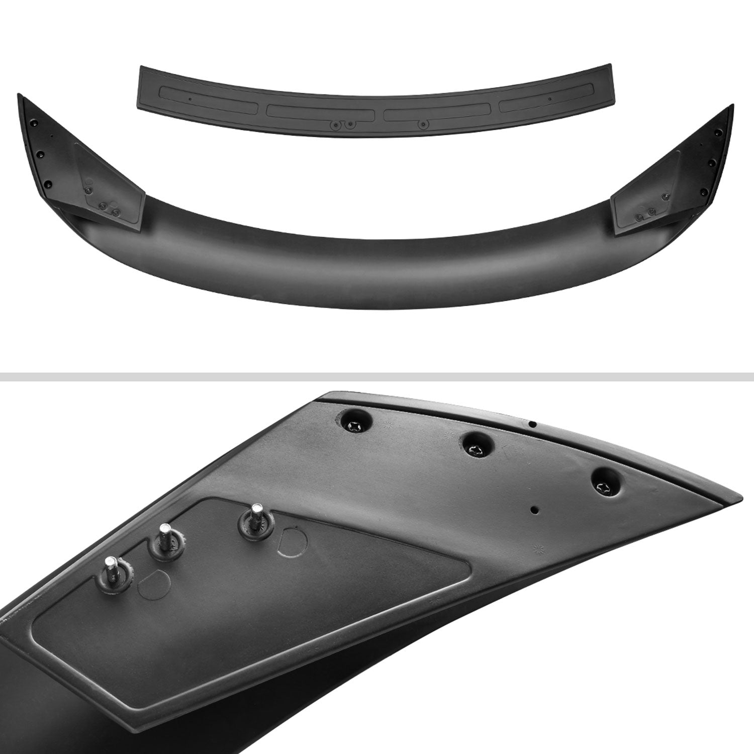 2015-2022 Ford Mustang Matte Black ABS GT350R Style 4PC Rear Spoiler Wing