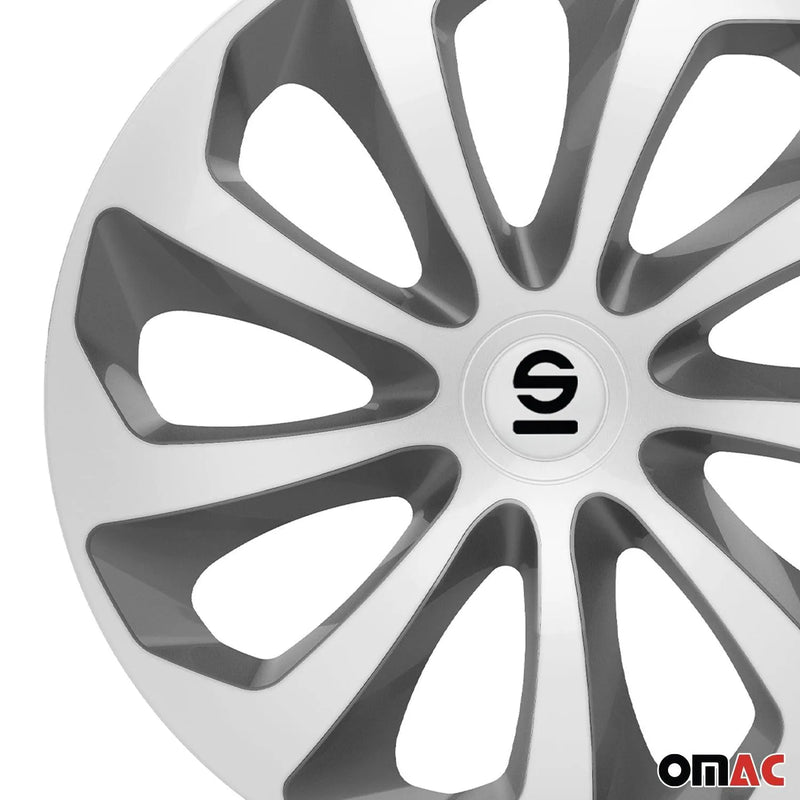 Sicilia Hub Caps Wheel Cover 16" Silver & Grey Full Set 4 pcs.