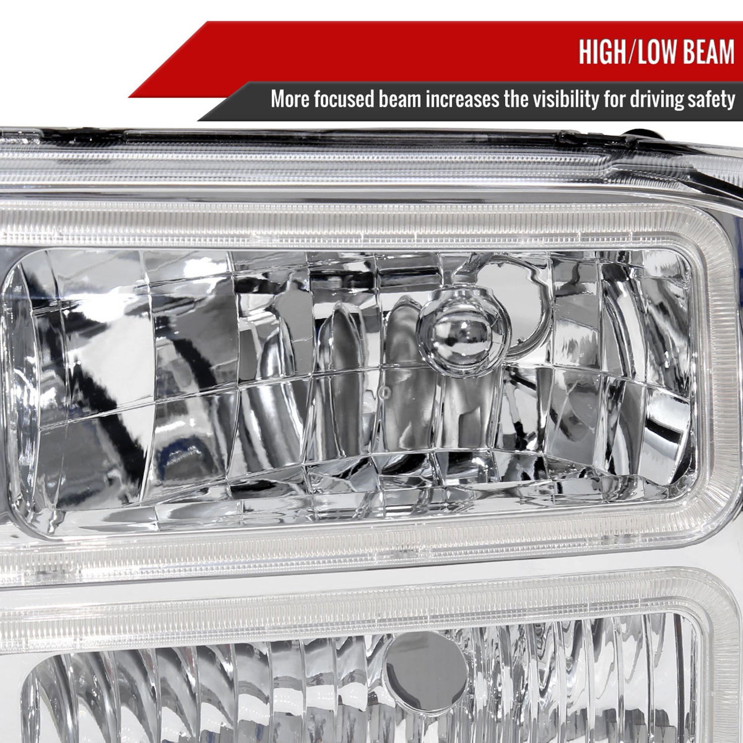 1999-2004 Ford F-250/350/450/550/Excursion Headlights Dual LED C-Bar Chrome