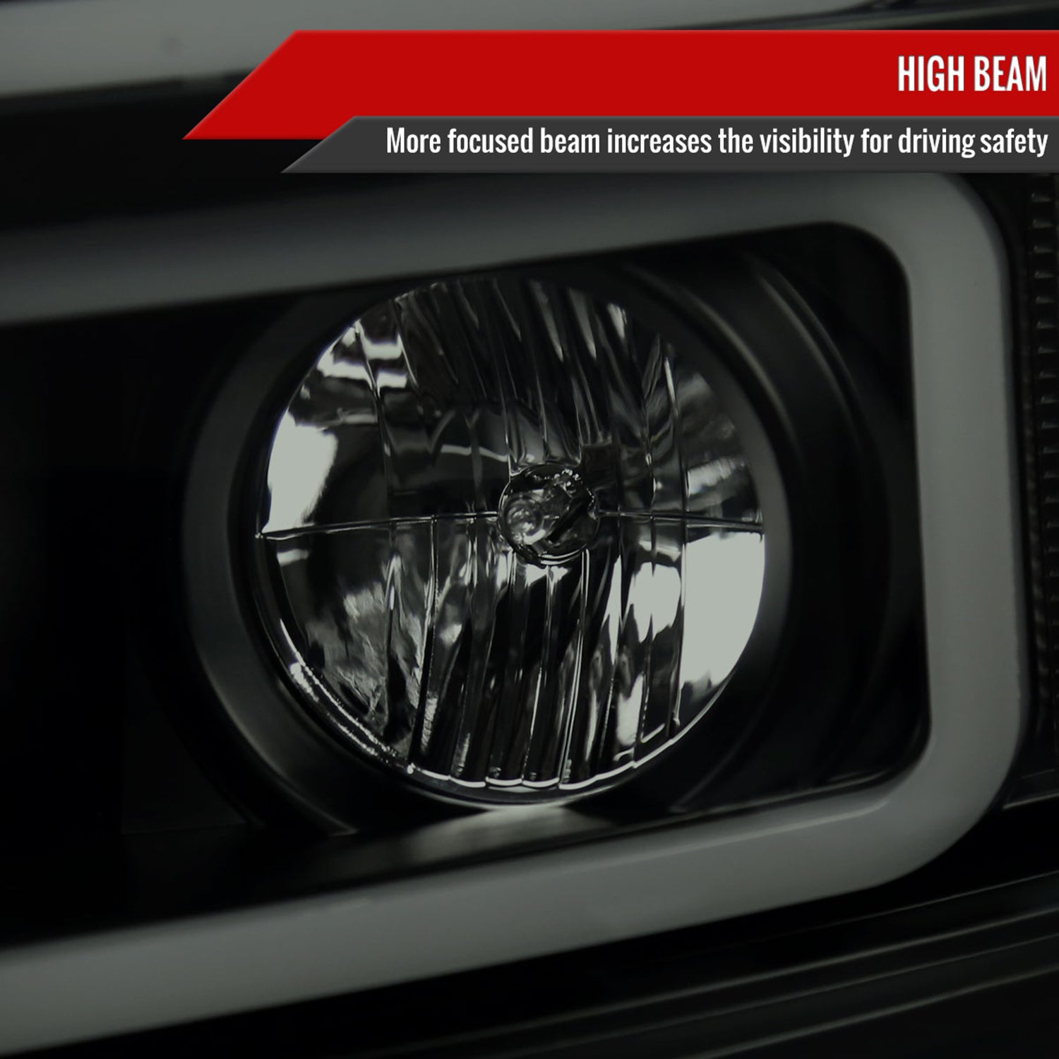 2007-2013 Chevy Silverado 1500 2500HD 3500HD LED C-Bar Headlights Black Smoke