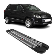 2009-2017 VW Tiguan Running Boards Side Steps Silver & Black