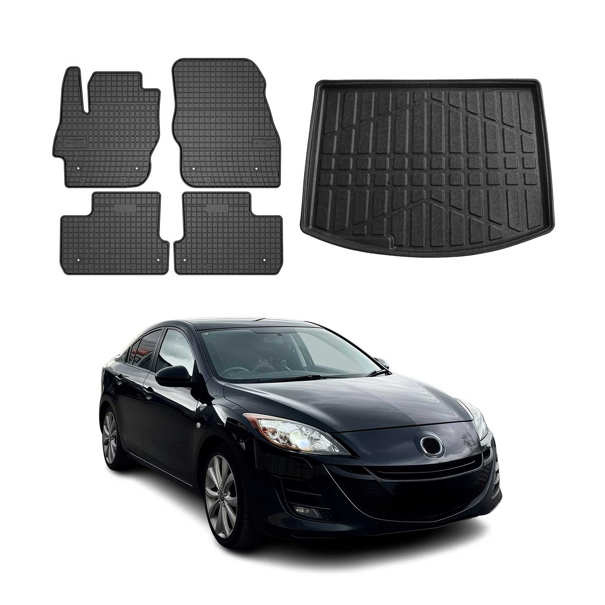 2010-2013 Mazda 3 Hatchback Floor Mats & Cargo Liner Full Set All Weather Black