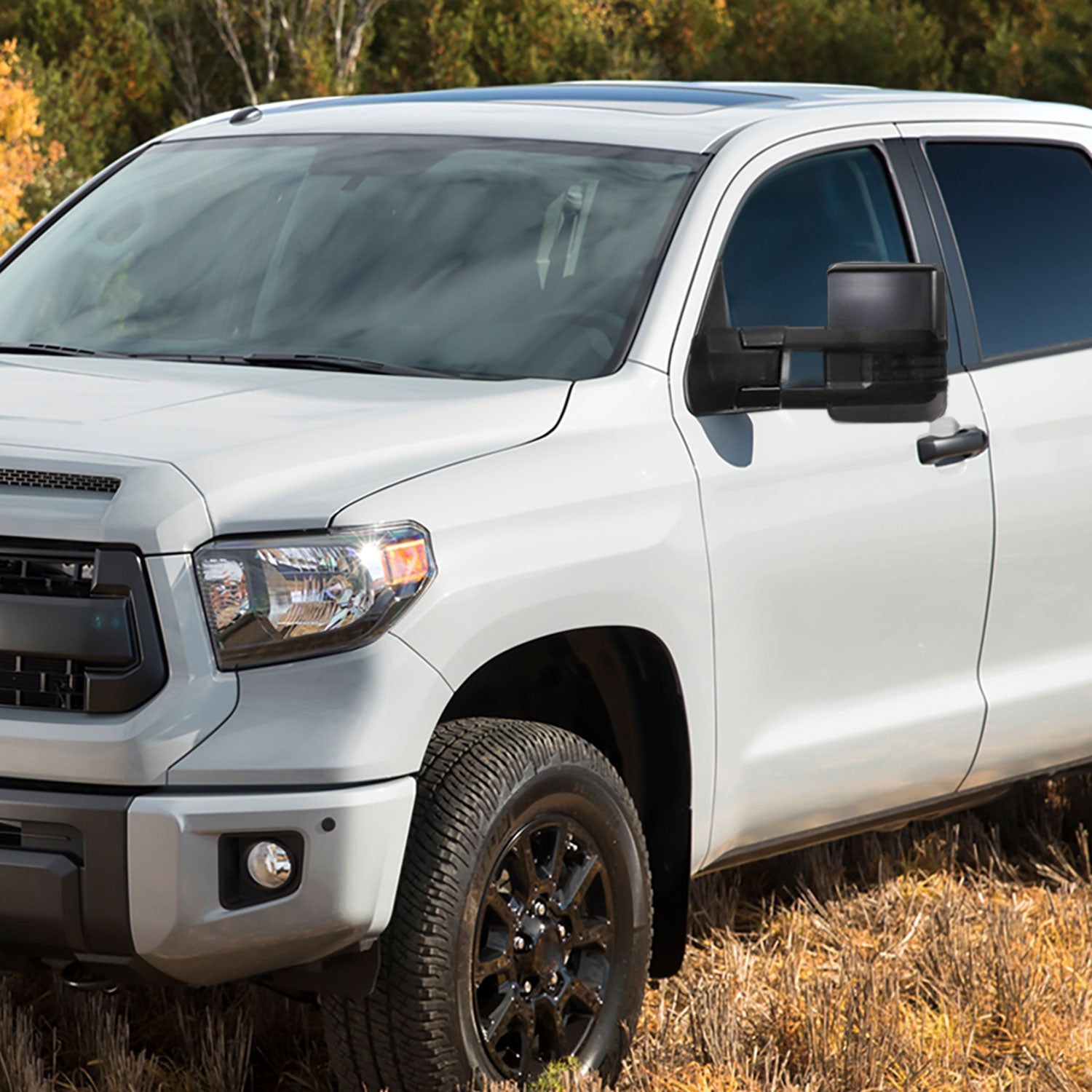 2007-2017 Toyota Tundra/ 08-2017 Sequoia Heated BSM Manual Towing Mirrors Smoke