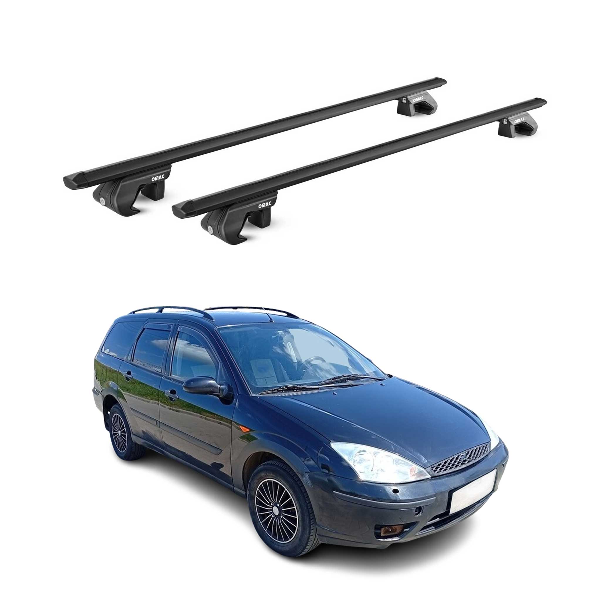 Roof Rack Cross Bars Luggage Carrier for Ford Focus Wagon 2000-2004 Alu Black 2x