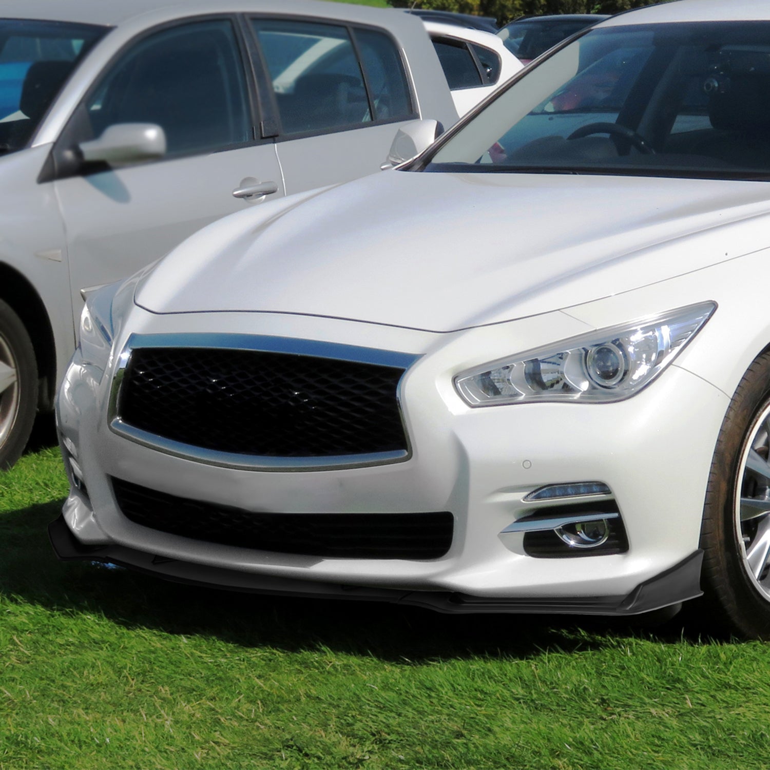 2014-2018 Infiniti Q50 Sport Matte Black Polypropylene 3Pcs Bumper Lip