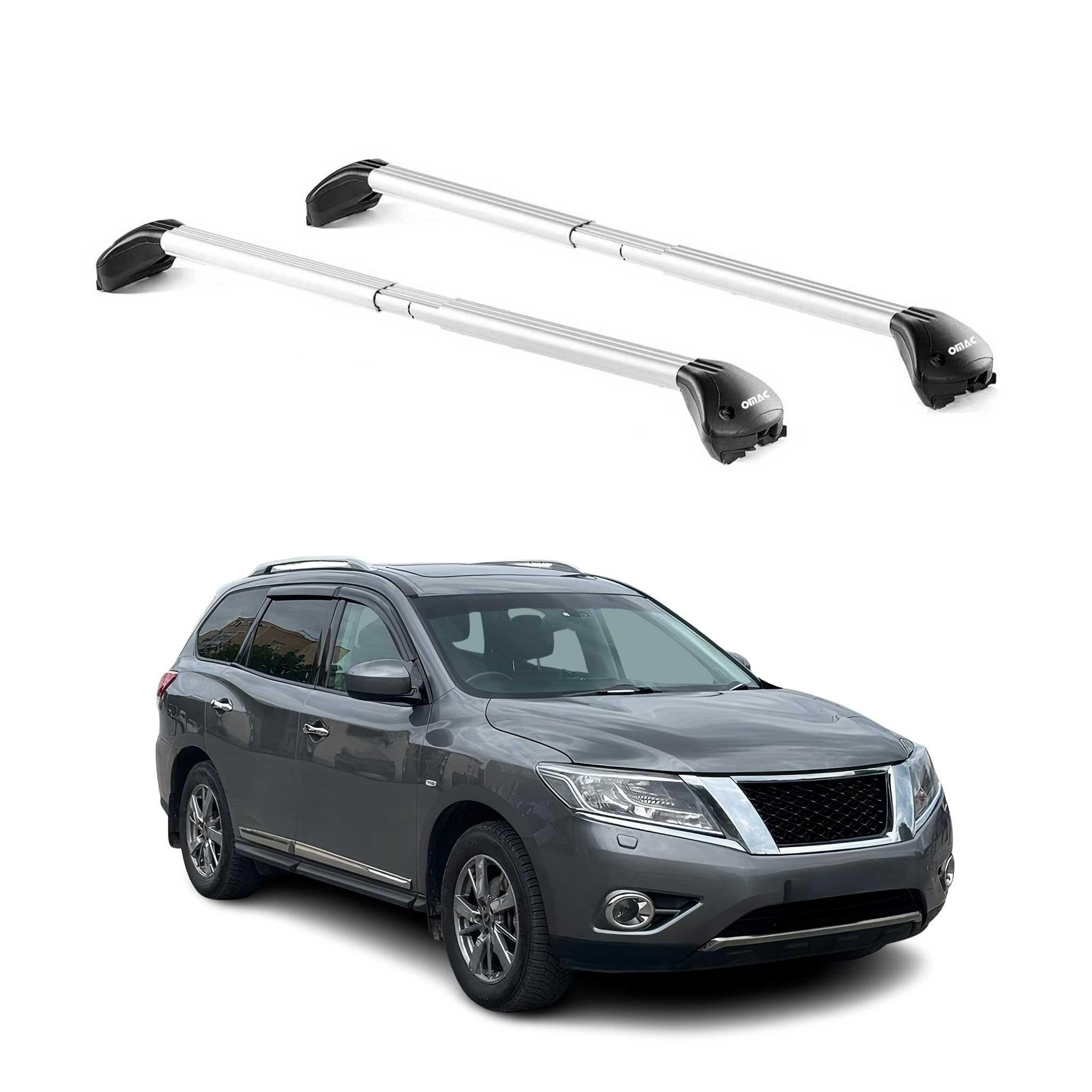 Roof Rack Cross Bars Luggage Carrier for Nissan Patfhinder 2013-2020 Alu Silver