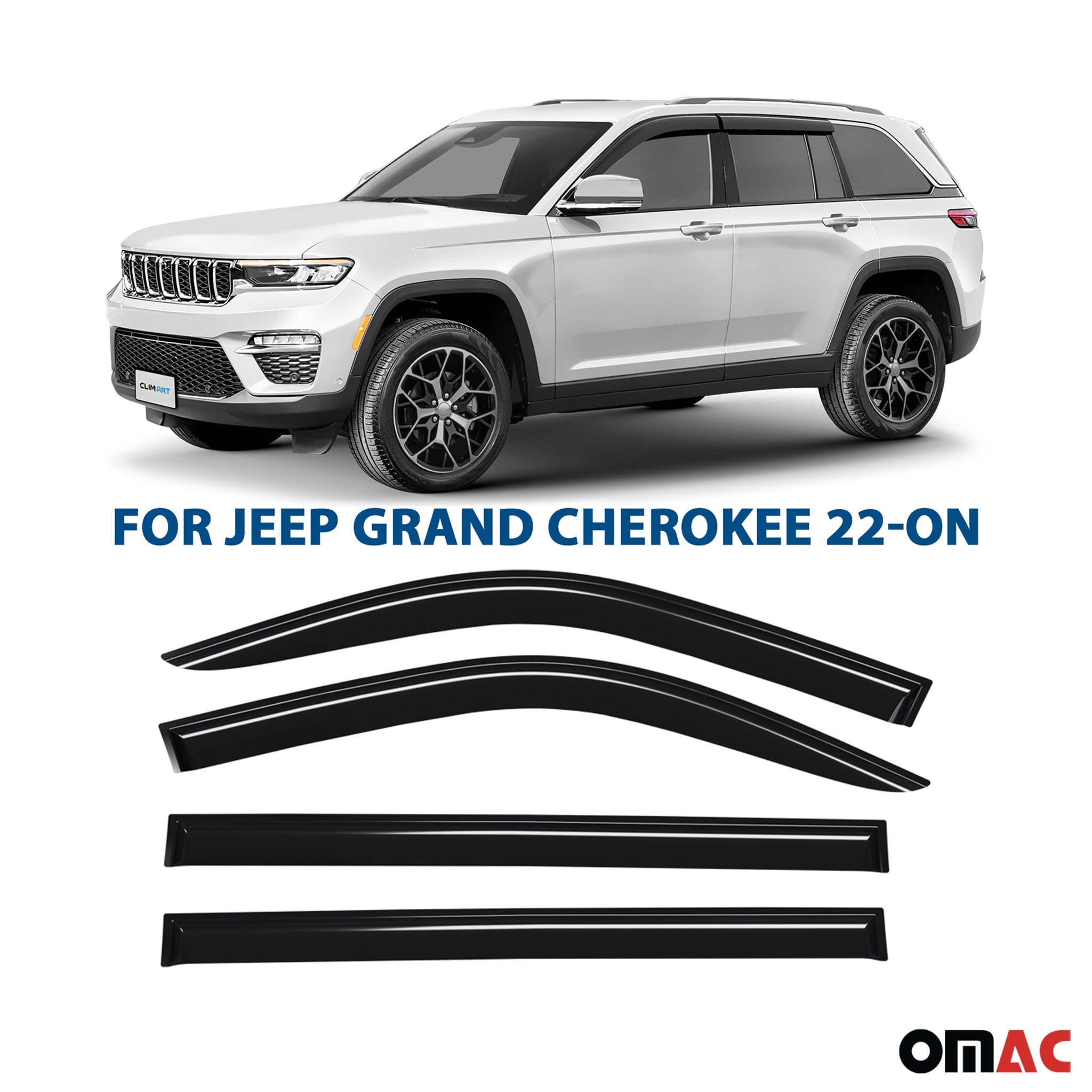 Clim Art Wind Deflectors for Jeep Grand Cherokee 2022-2025 Shatterproof Smoke 4x