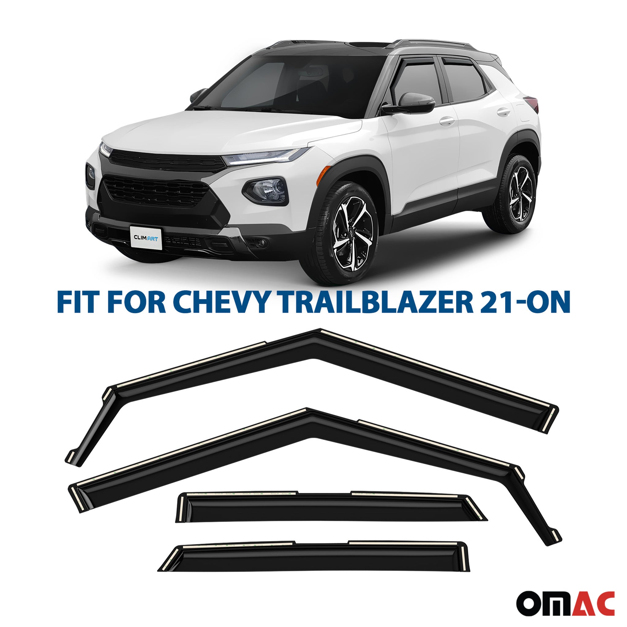 Clim Art Wind Deflectors for Chevrolet TrailBlazer 2021-2025 Shatterproof 4 Pcs