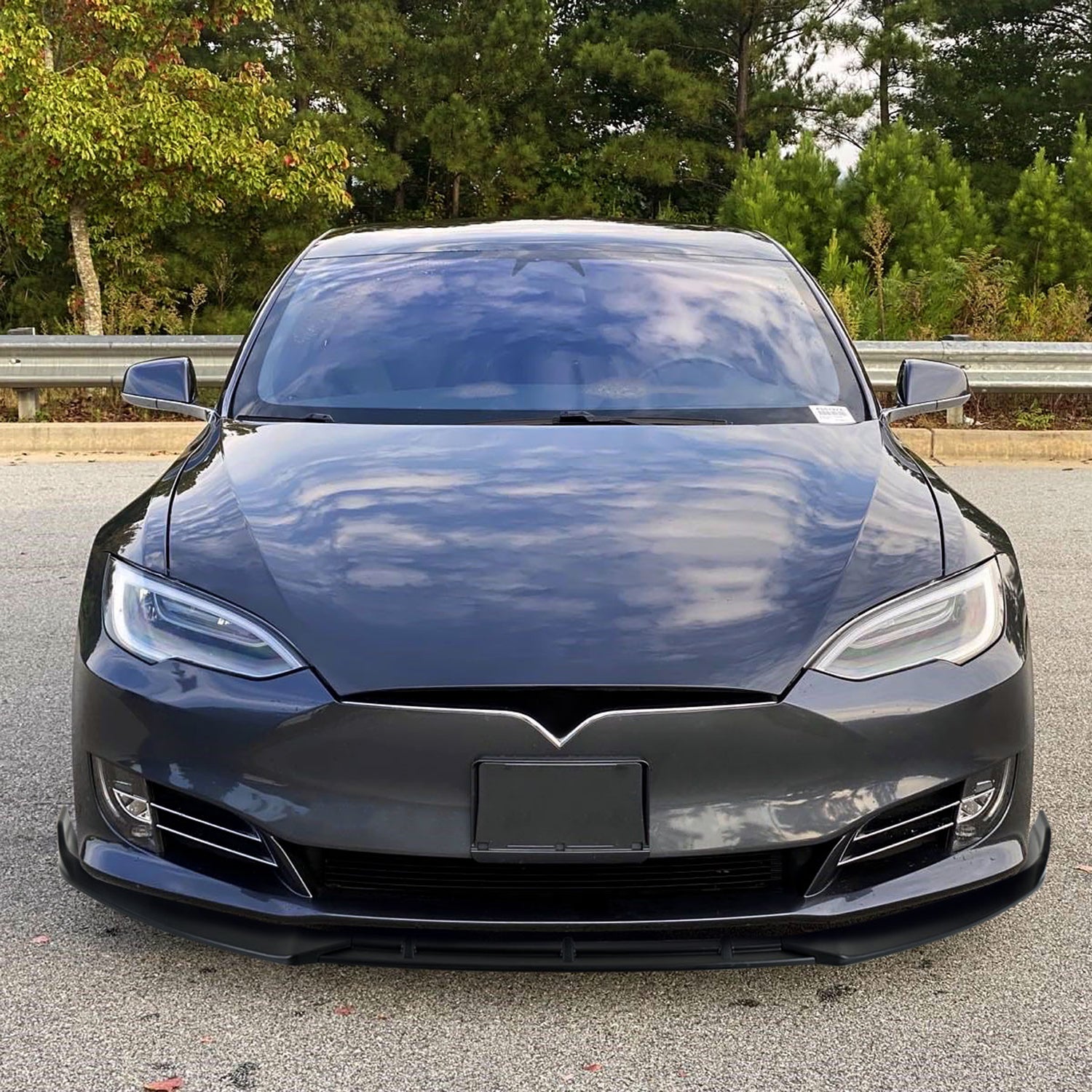 2016-2020 Tesla Model S Matte Black 3Pcs Front Bumper Lip Splitter Kit