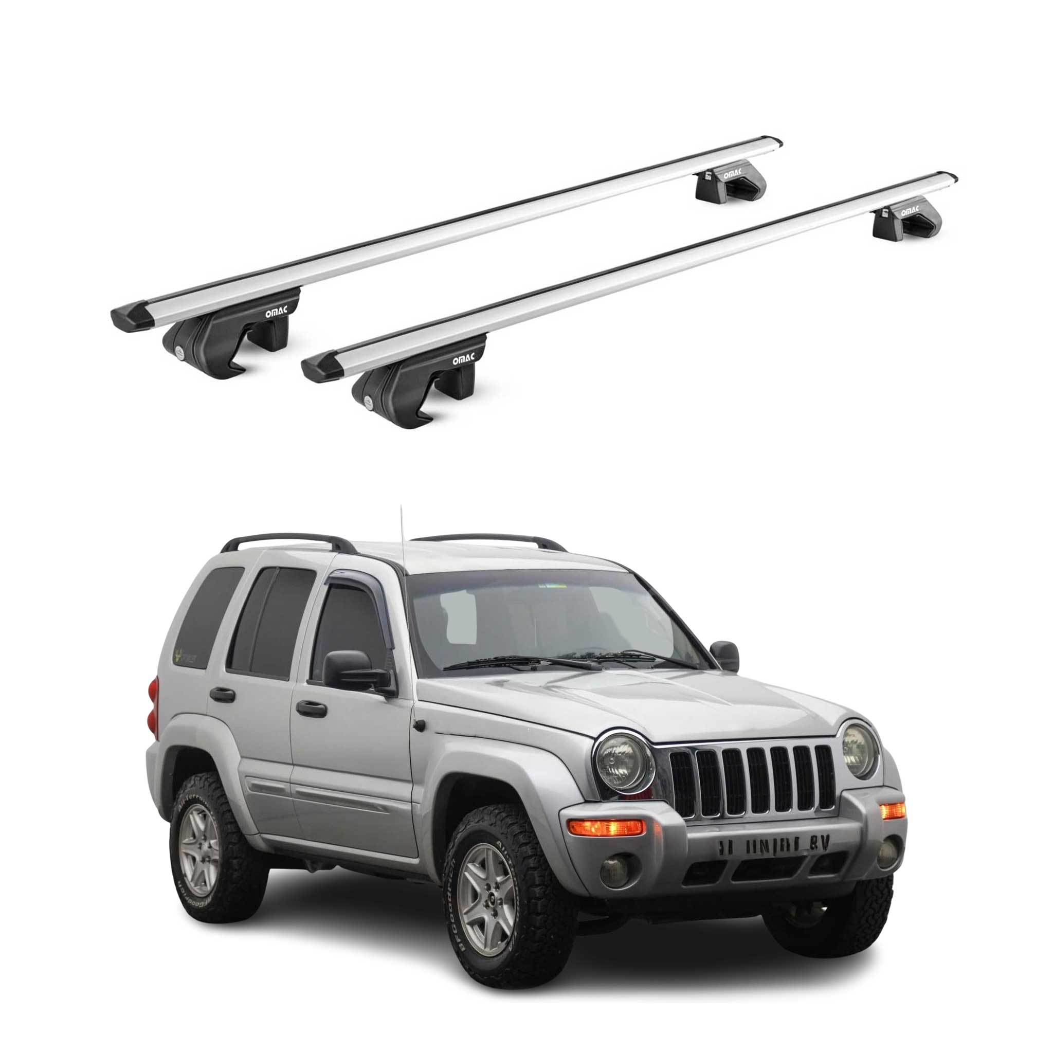 2002-2013 Jeep Cherokee Kj KK Roof Rack Cross Bars Silver