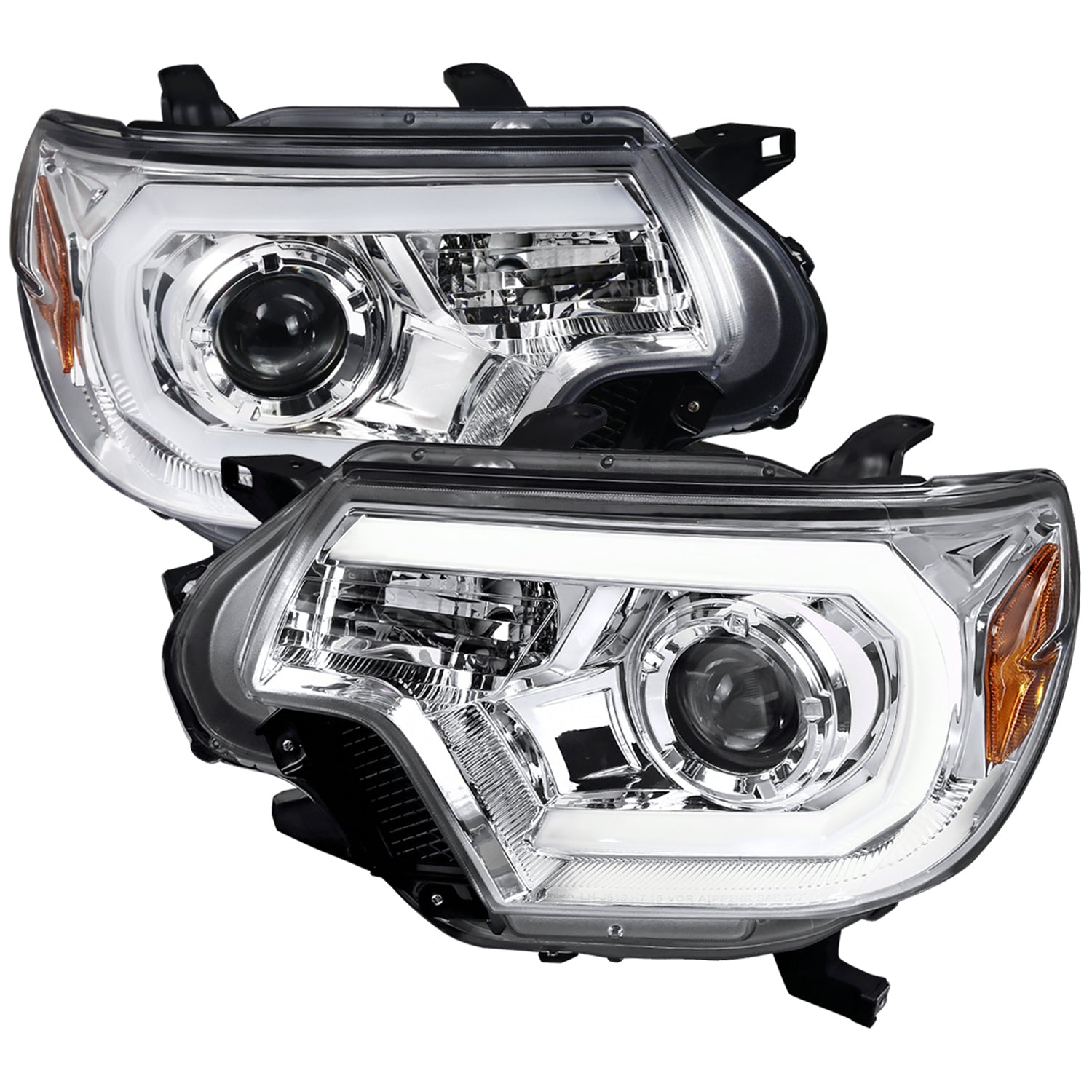 2012-2015 Toyota Tacoma LED C-Bar Projector Headlights Chrome/Clear Lens