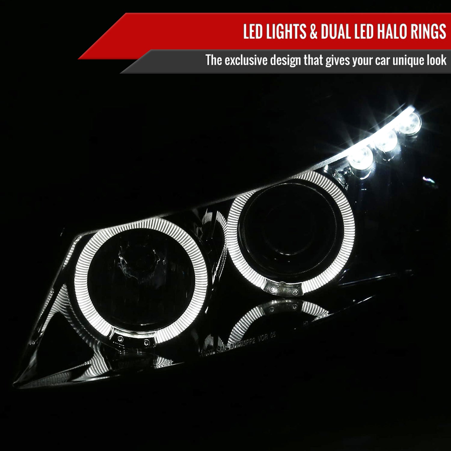 2008-2012 Honda Accord Coupe Dual Halo Projector Headlights Glossy Black/Smoke