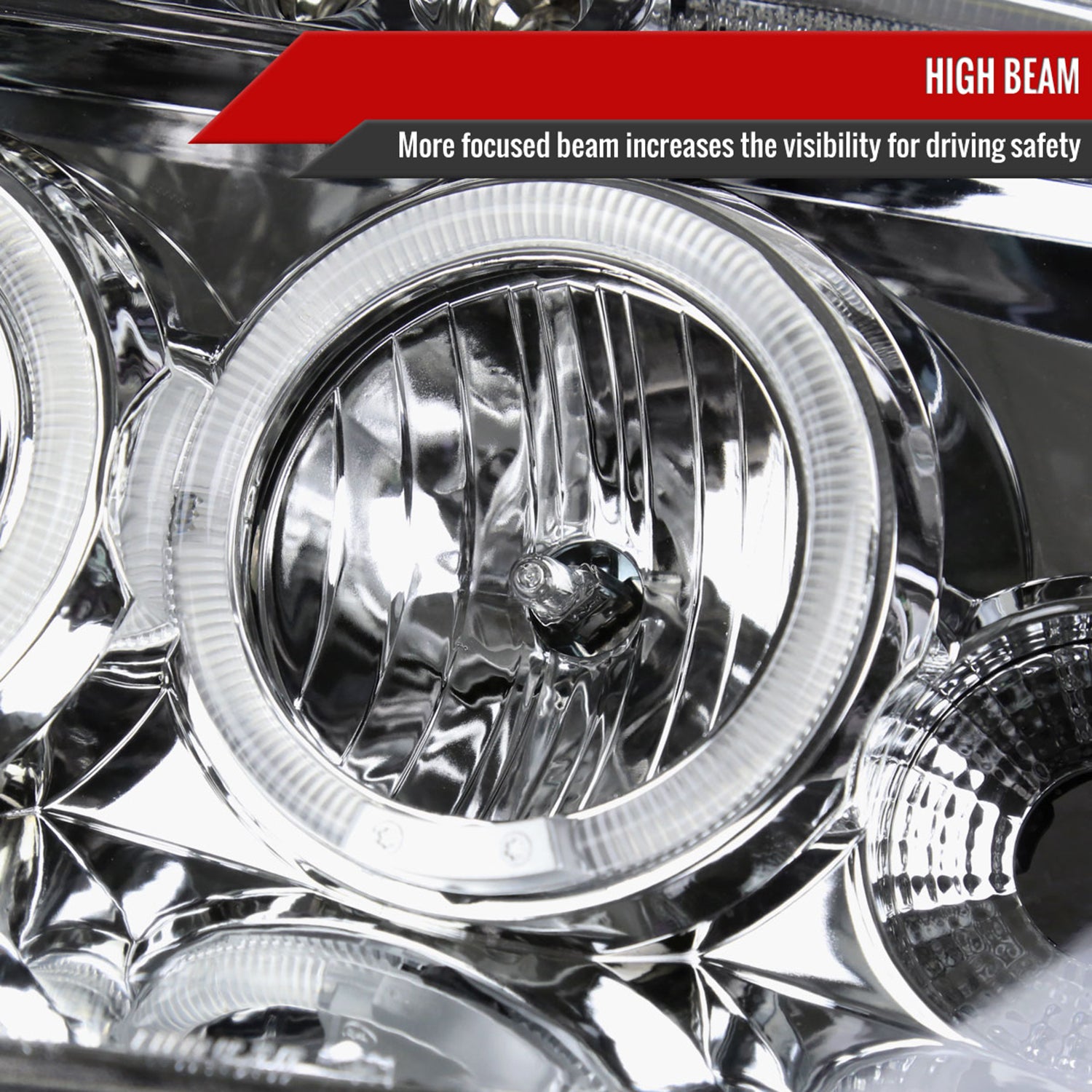 2001-2004 Nissan Frontier Dual Halo Projector Headlights Chrome/Clear Lens