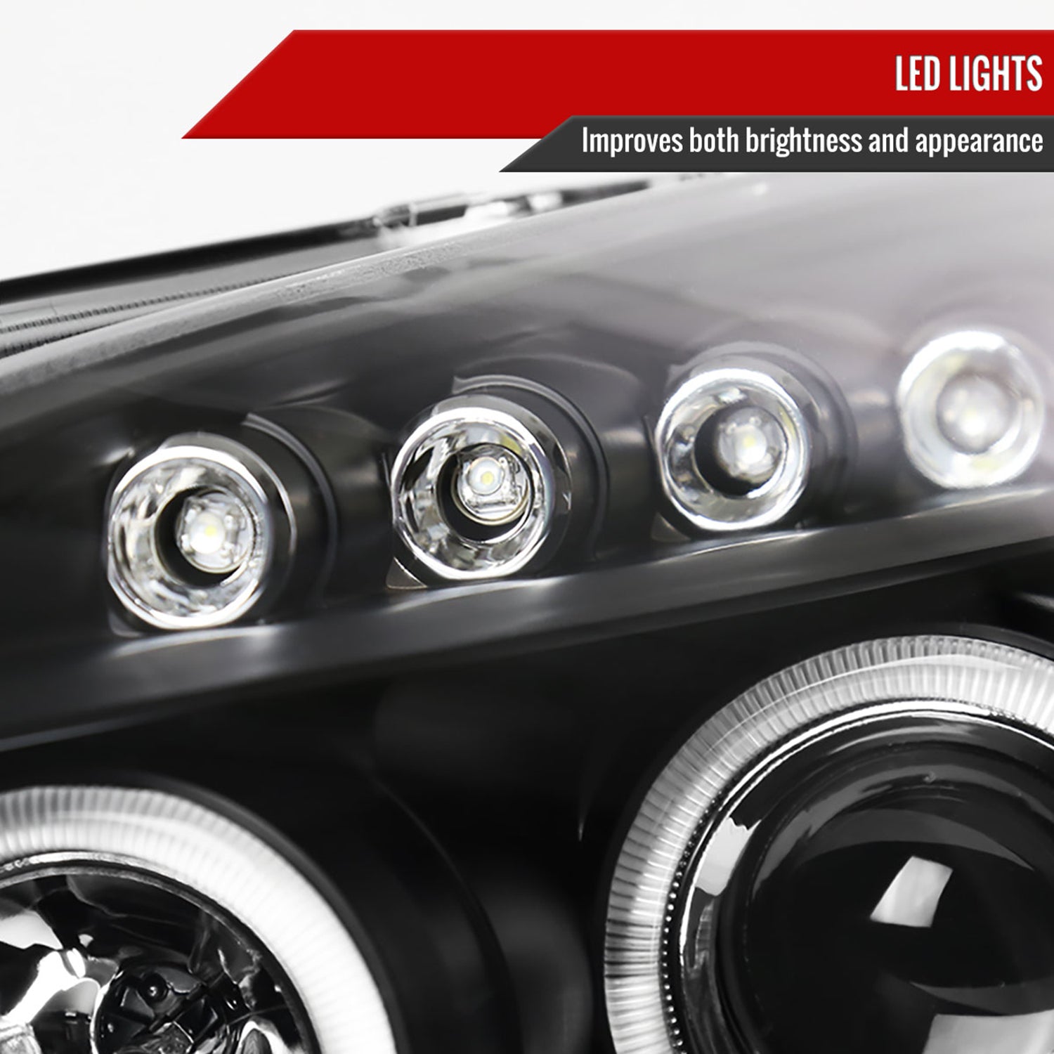 2003-2007 Honda Accord Dual Halo Projector Headlights Matte Black/Clear Lens