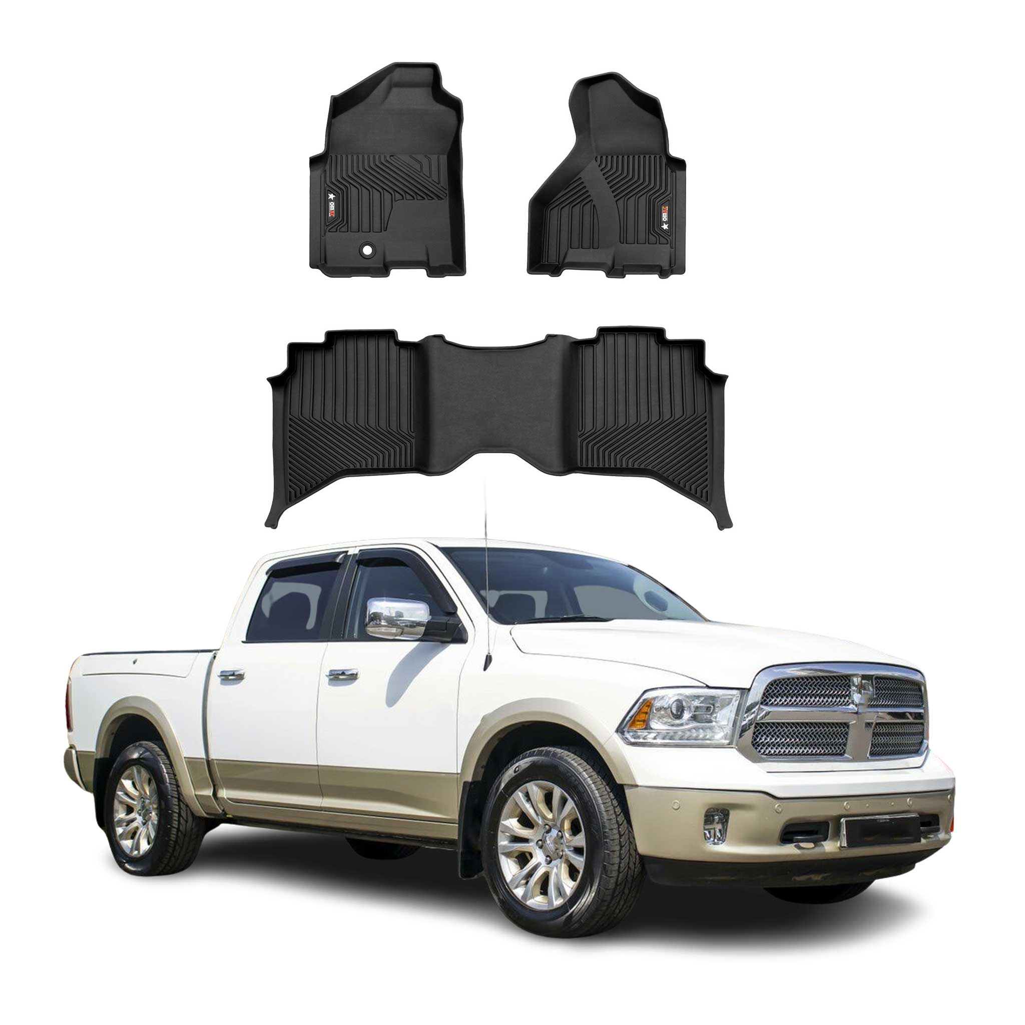 2012-2018 Dodge RAM 1500 Premium Floor Mats Liners First and Second Row Set Black