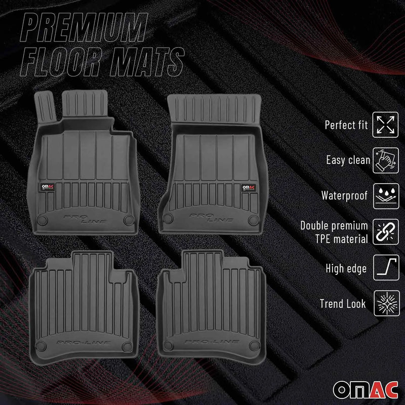 2014-2020 Mercedes S Class W222 Premium Floor Mats Liners Full Set All Weather Heavy Duty Black