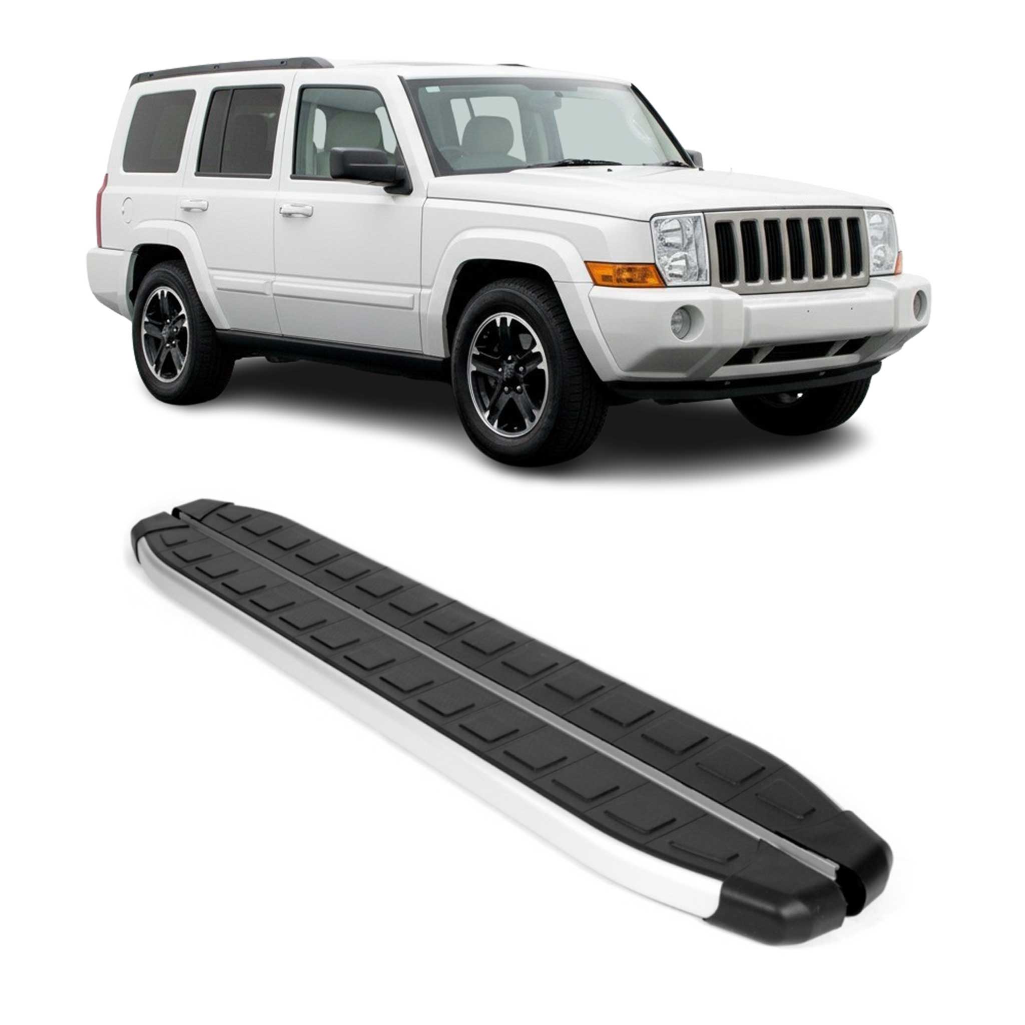 2005-2010 Jeep Commander XK 2004-2011 / Grand Cherokee WK Running Boards Side Steps Silver & Black