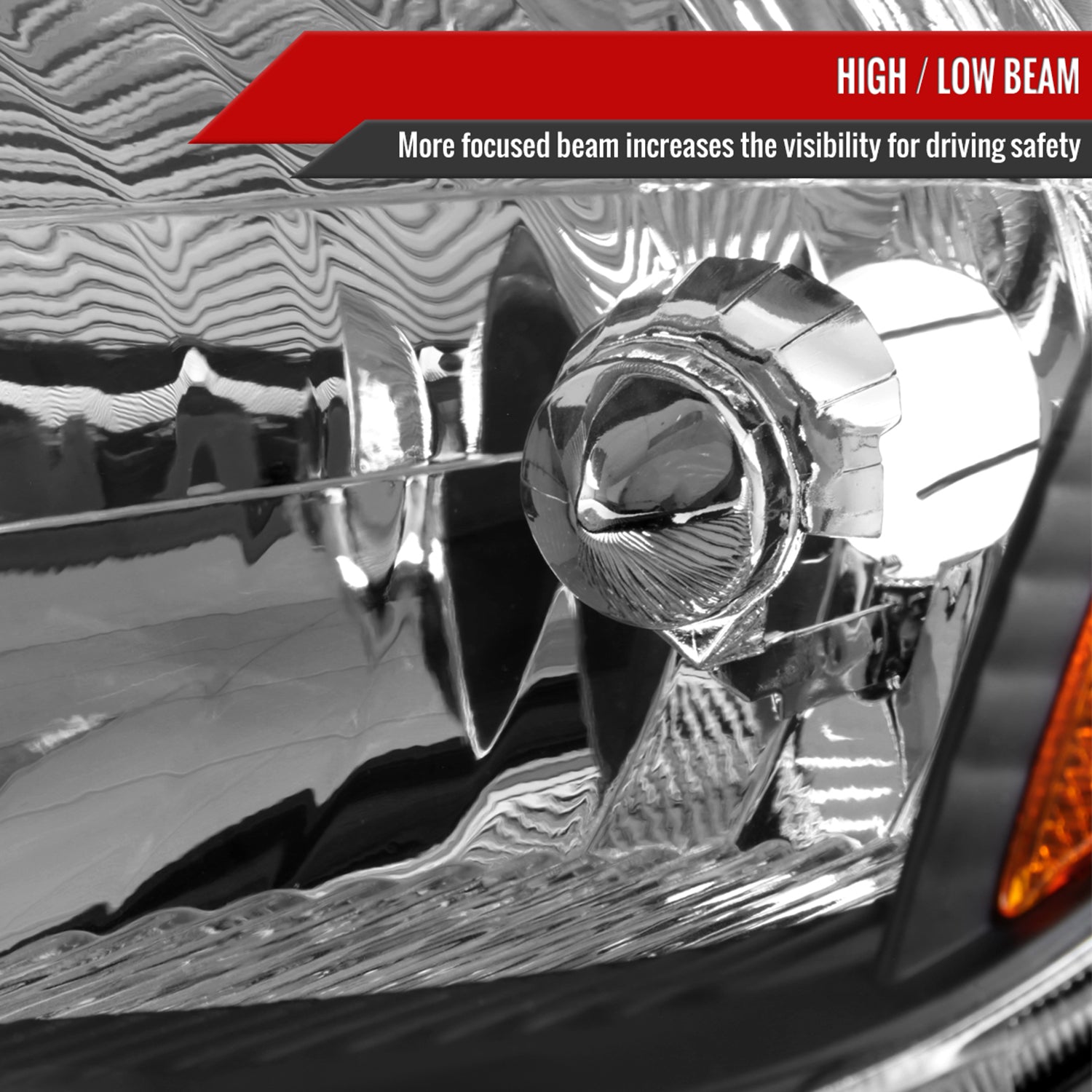 2006-2009 Toyota Prius Factory Headlights w/Amber Reflector Matt Black/Clear