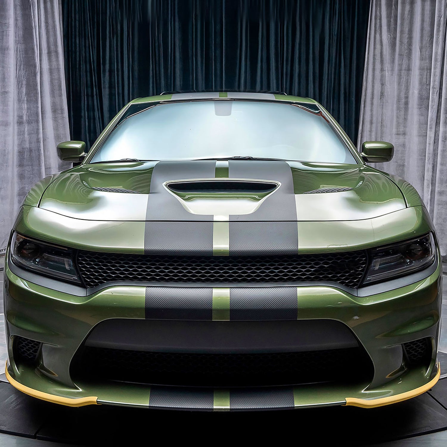 2015-2019 Dodge Charger SRT Glossy Yellow ABS 2PC Front Bumper Lip Splitters