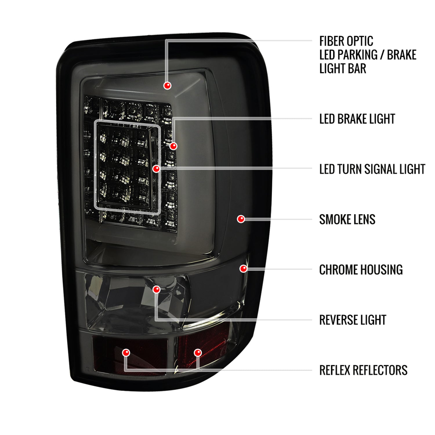 2000-2006 Chevy Suburban/Tahoe/Yukon/Yukon XL LED C Bar Tail Lights Smoke