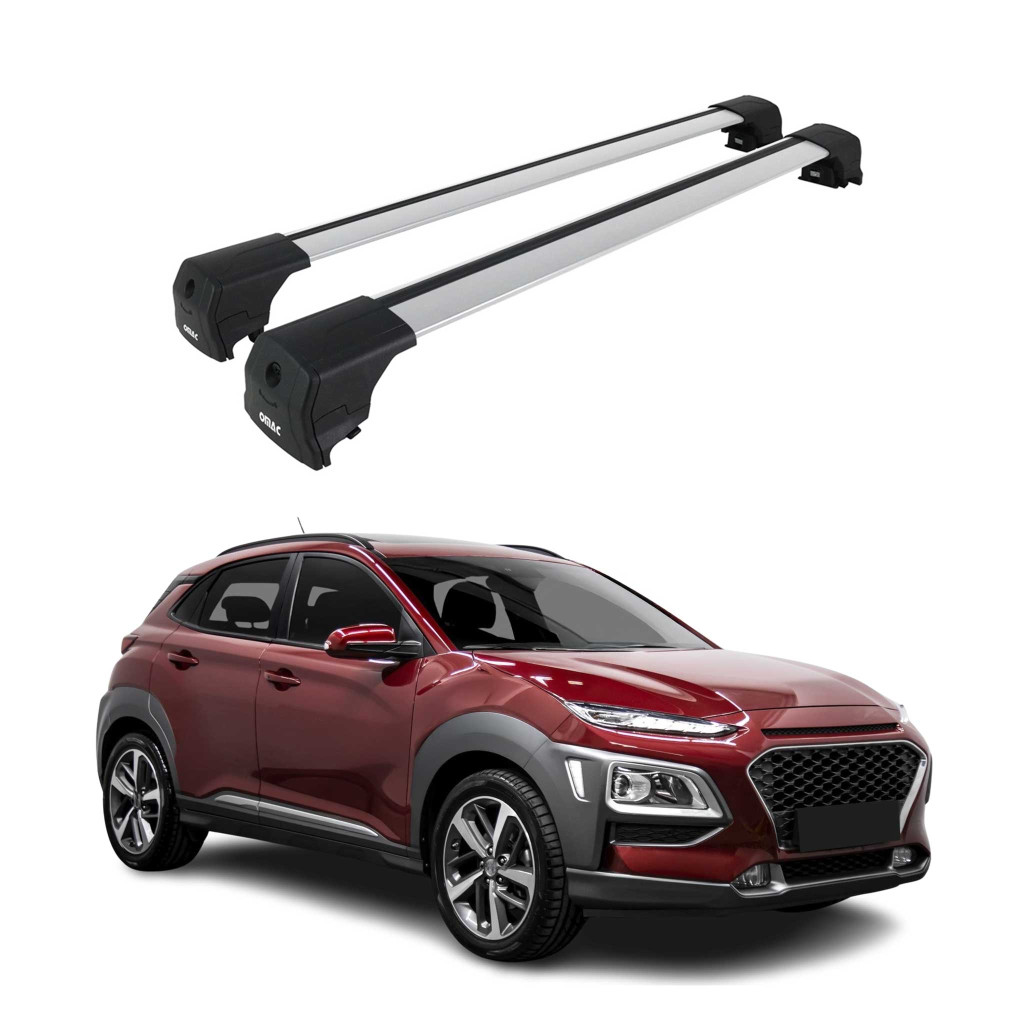 2018-2023 Hyundai Kona Roof Rack Cross Bars Silver