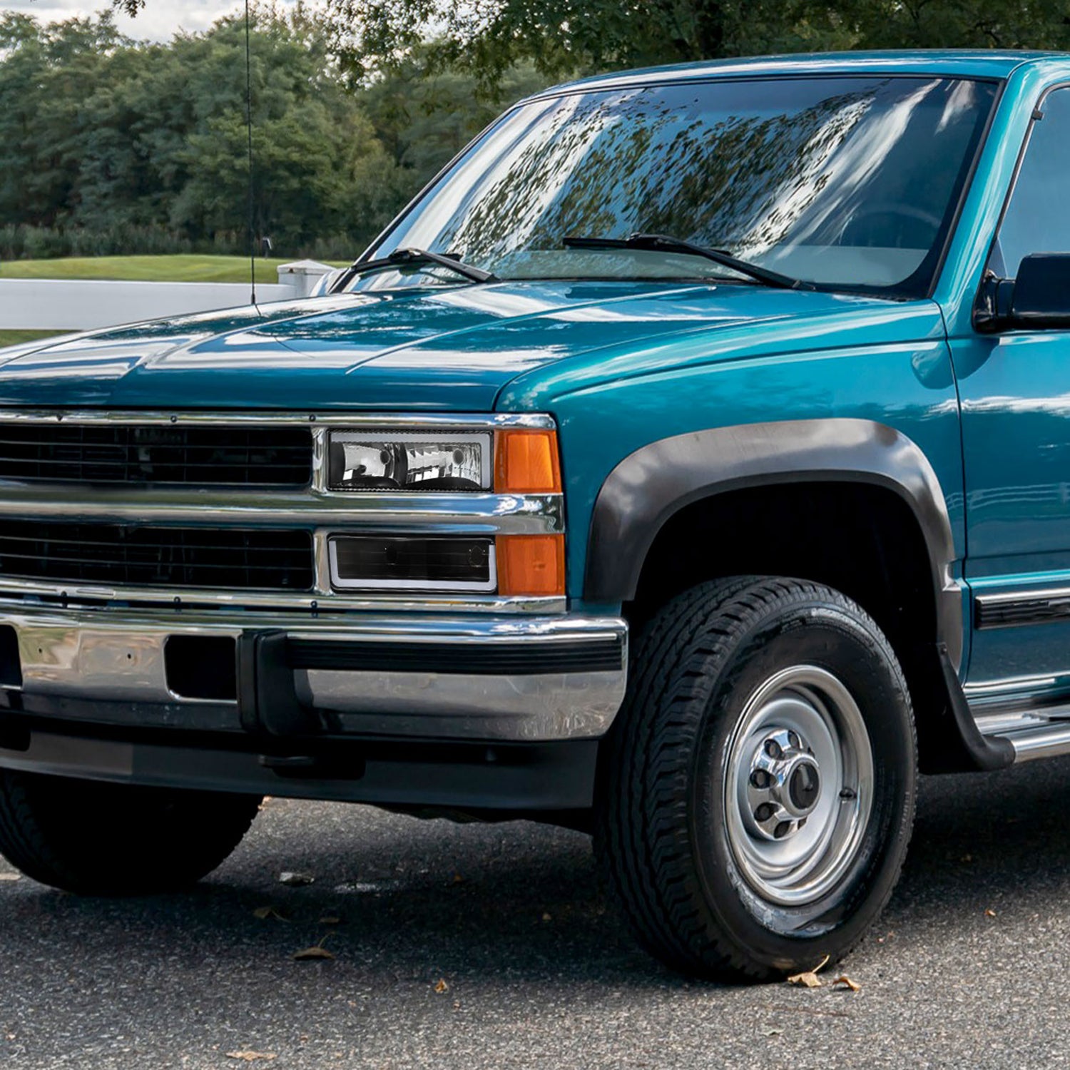 1988-1998 Chevy/GMC C10 C/K LED Strip Factory Headlights Matt Black/Clear