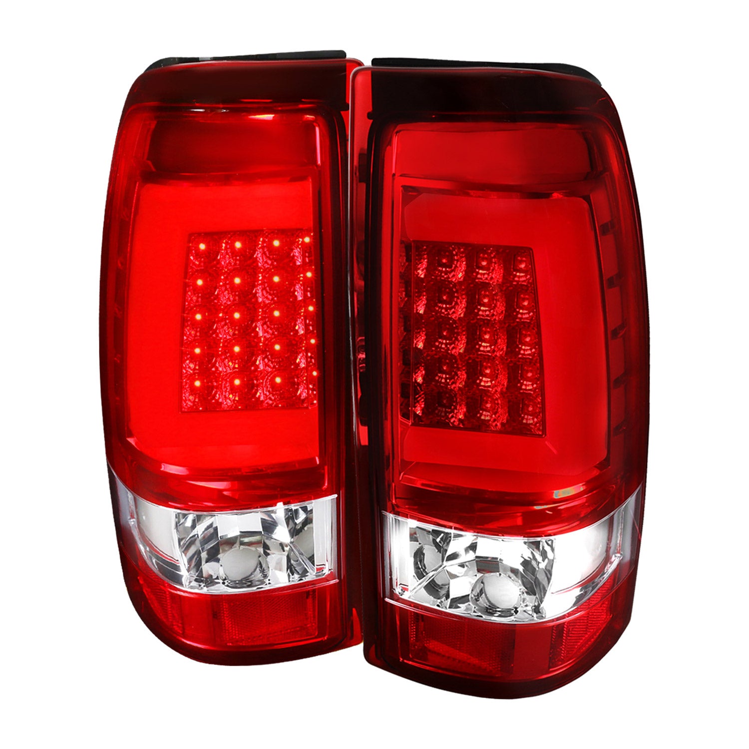 2003-2006 Chevy Silverado LED Tail Lights - G2 Chrome Housing/Red Clear Lens