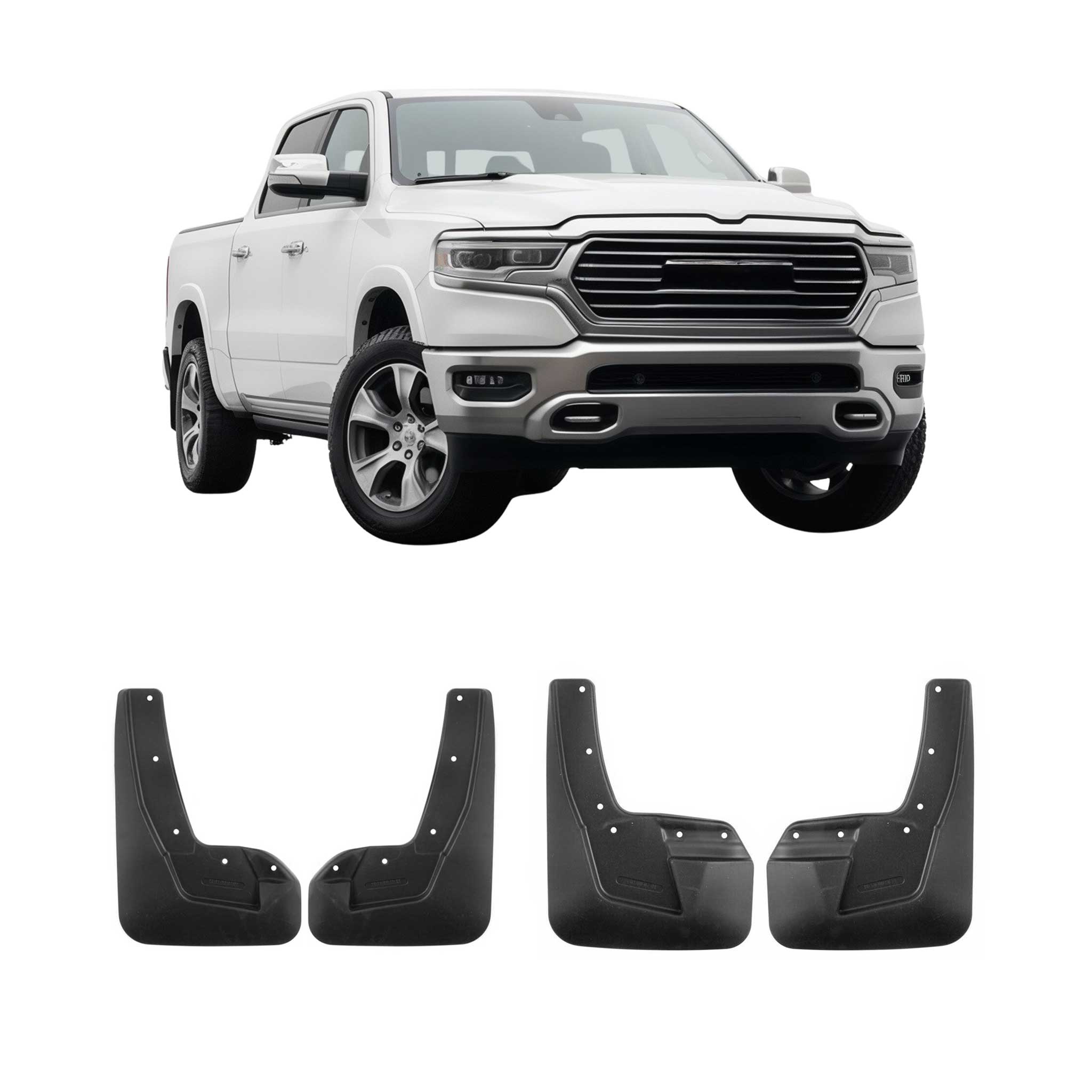 2019-2026 RAM 1500 2500 Pickup Mud Guards Splash Mud Flaps Black 4 Pcs