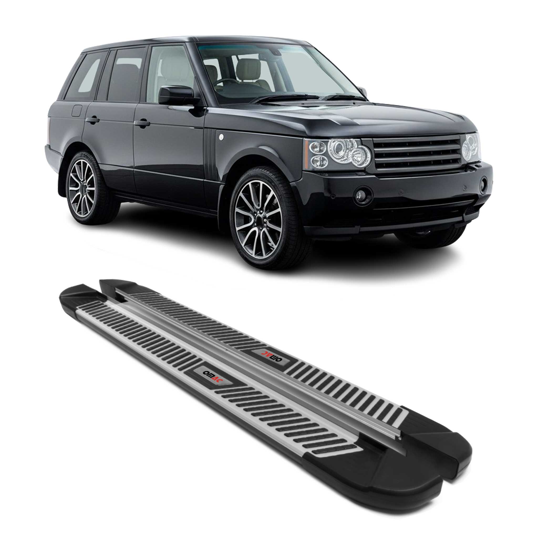 2003-2012 Land Rover Range Rover Running Boards Side Steps Silver & Black