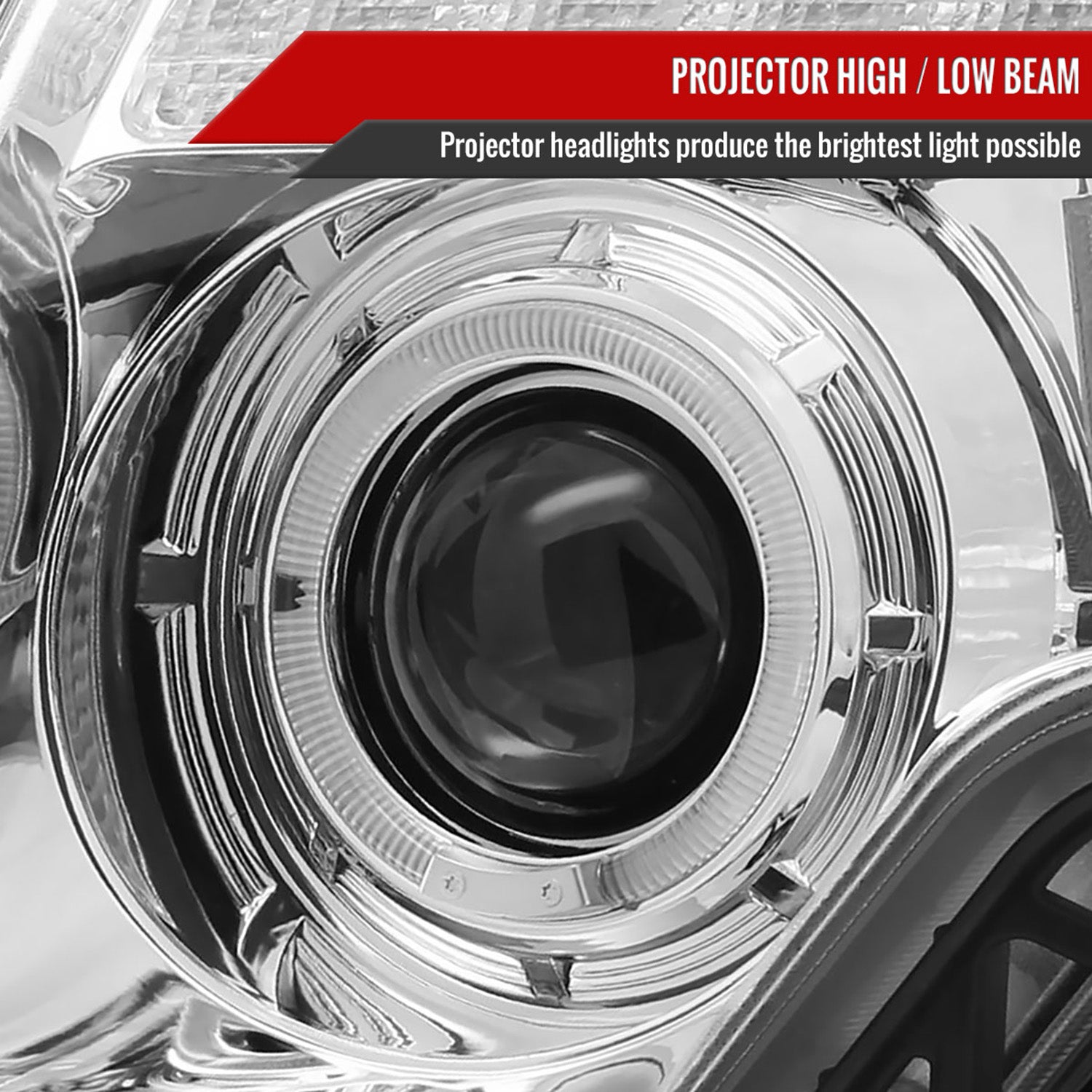 2007-2010 Ford Edge Halo Projector Headlights w/ LED Light Strip Chrome/Clear