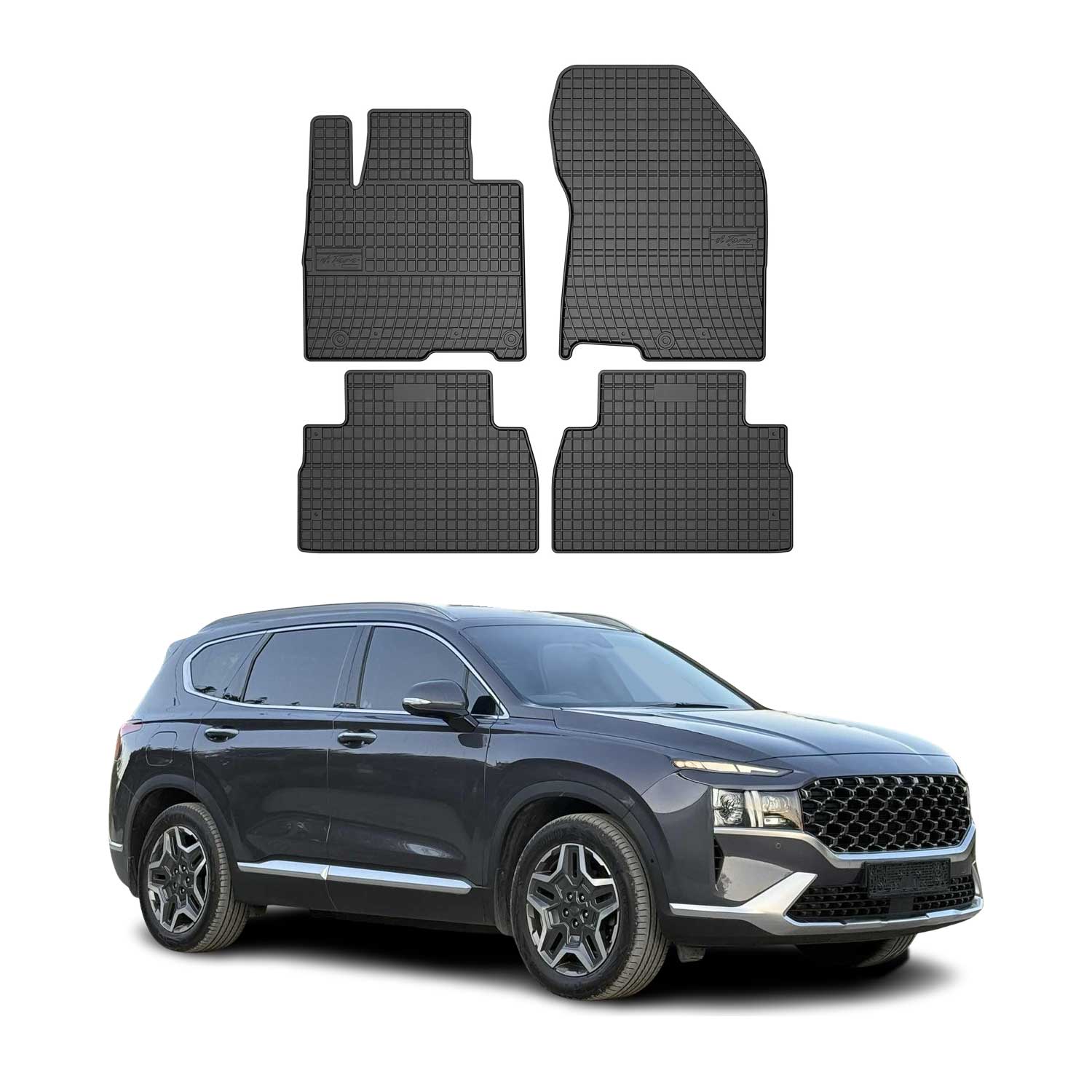 2019-2023 Hyundai Santa Fe Floor Mats Liners Full Set All Weather Rubber Black
