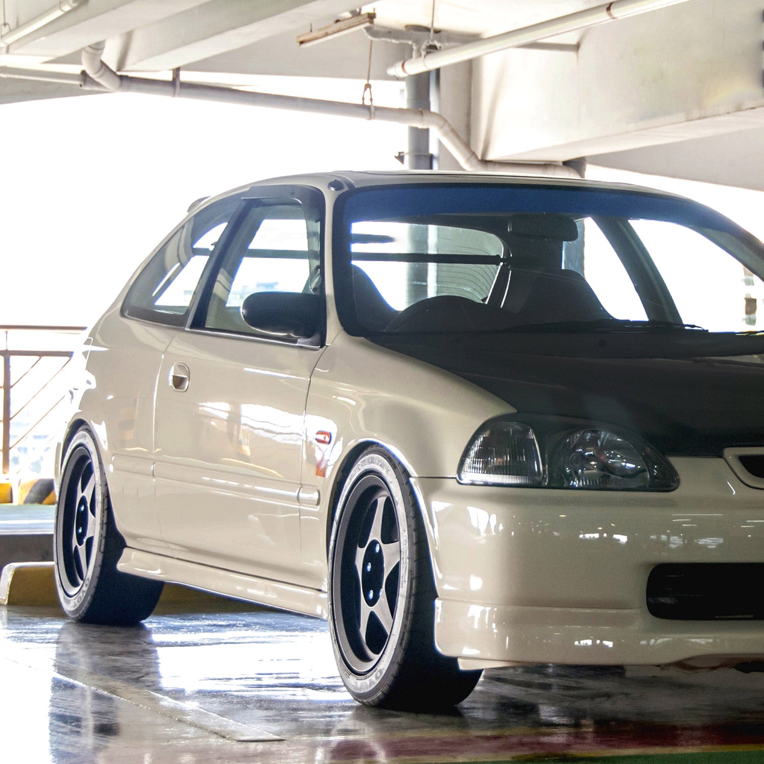 1996-2000 Honda Civic Coupe/Hatchback Black Manual Adjustable Spoon Mirrors