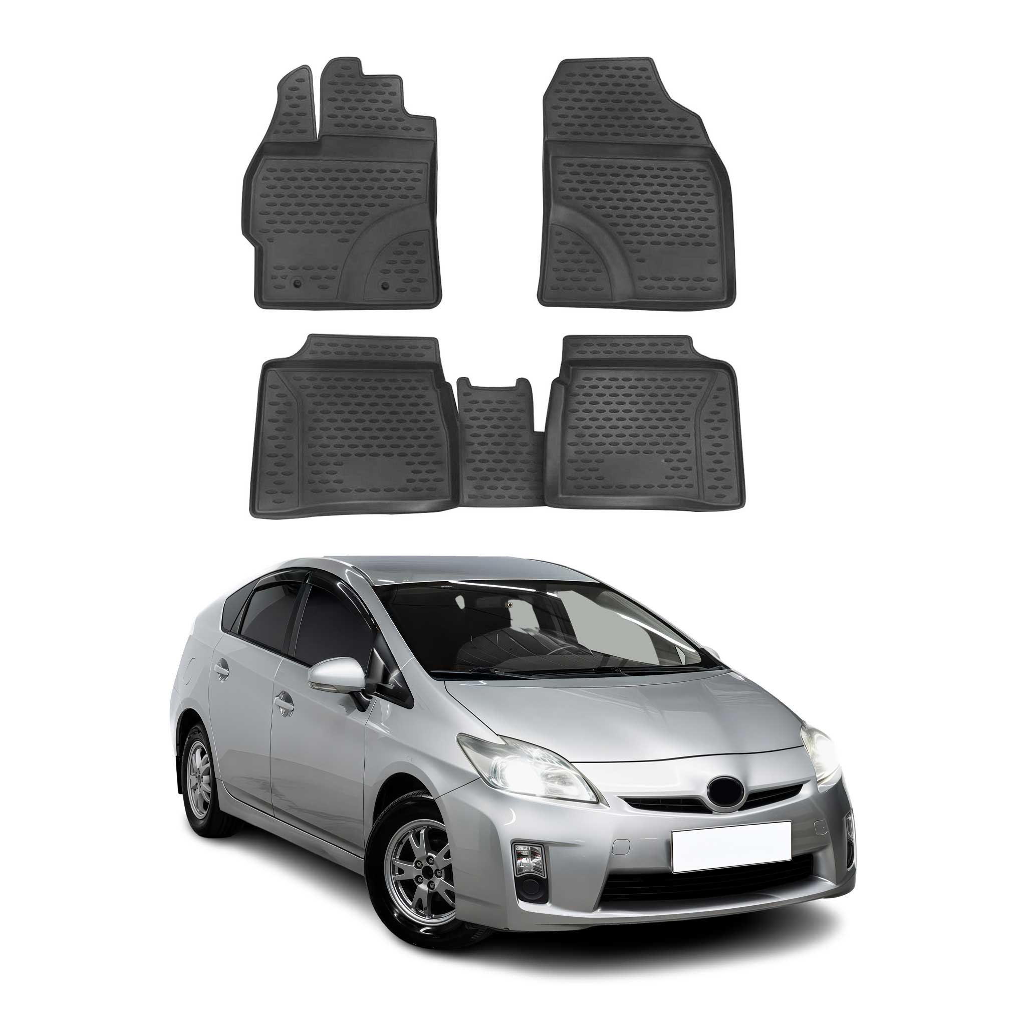 2010-2015 Toyota Prius Floor Mats Liners Full Set All Weather Black