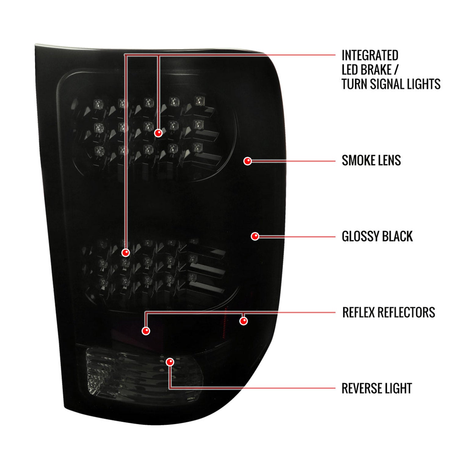 2007-2014 GMC Sierra LED Tail Lights Glossy Black Housing/Smoke Lens