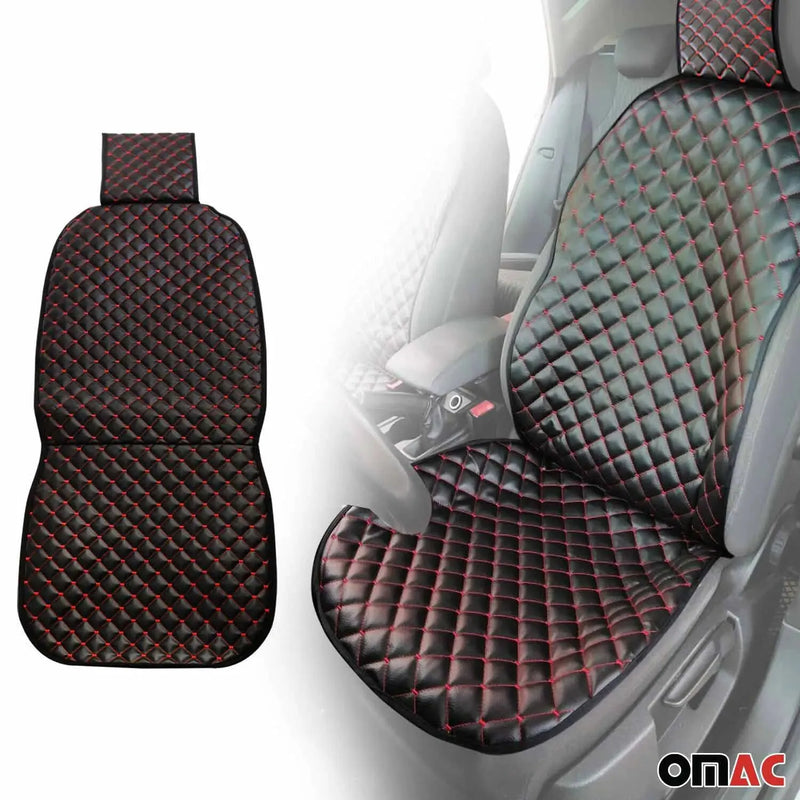 Mini Leather Breathable Front Seat Cover Pads Black Red 1Pc