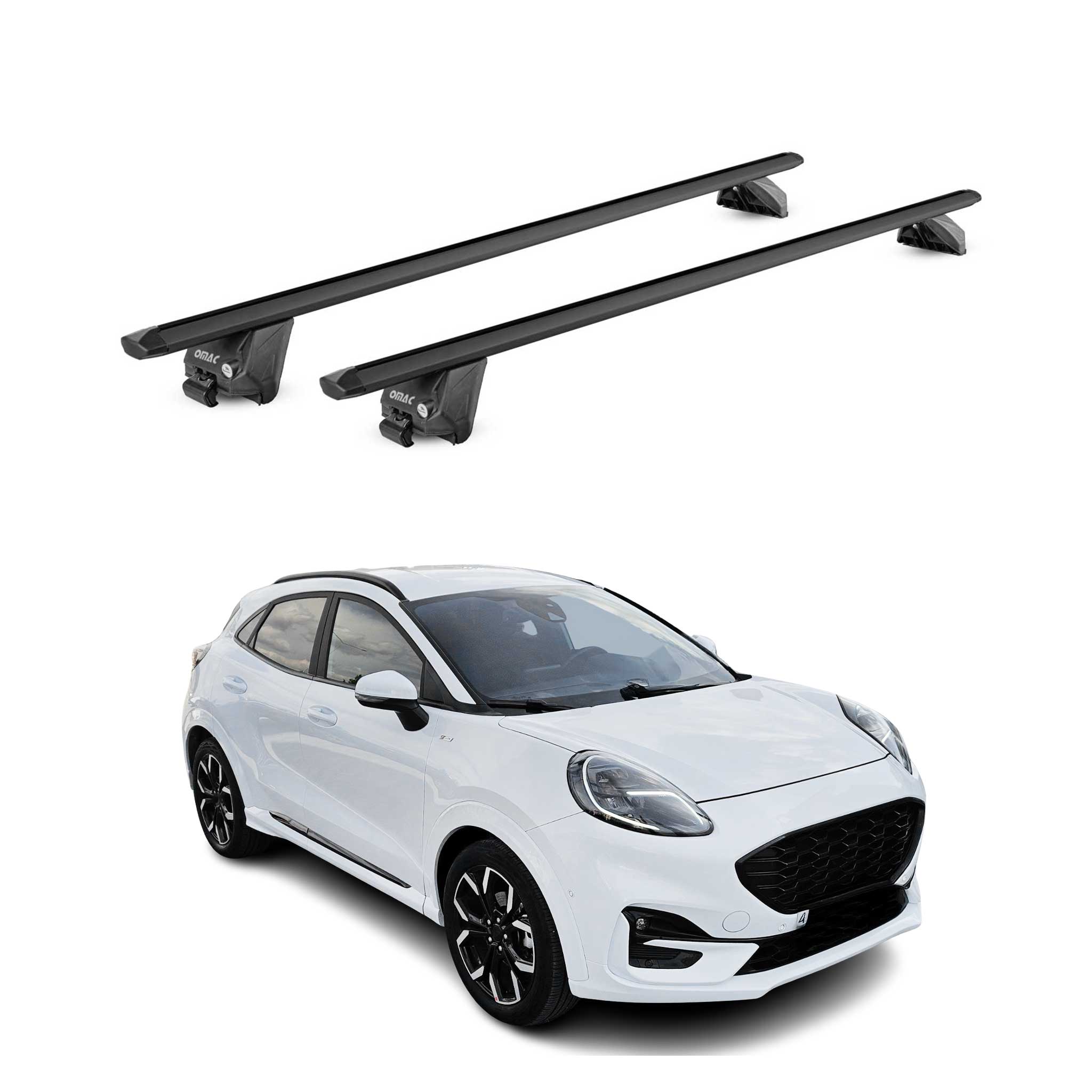 Roof Rack Cross Bars Luggage Carrier for Ford Puma 2019-2024 Alu Black 2 Pcs